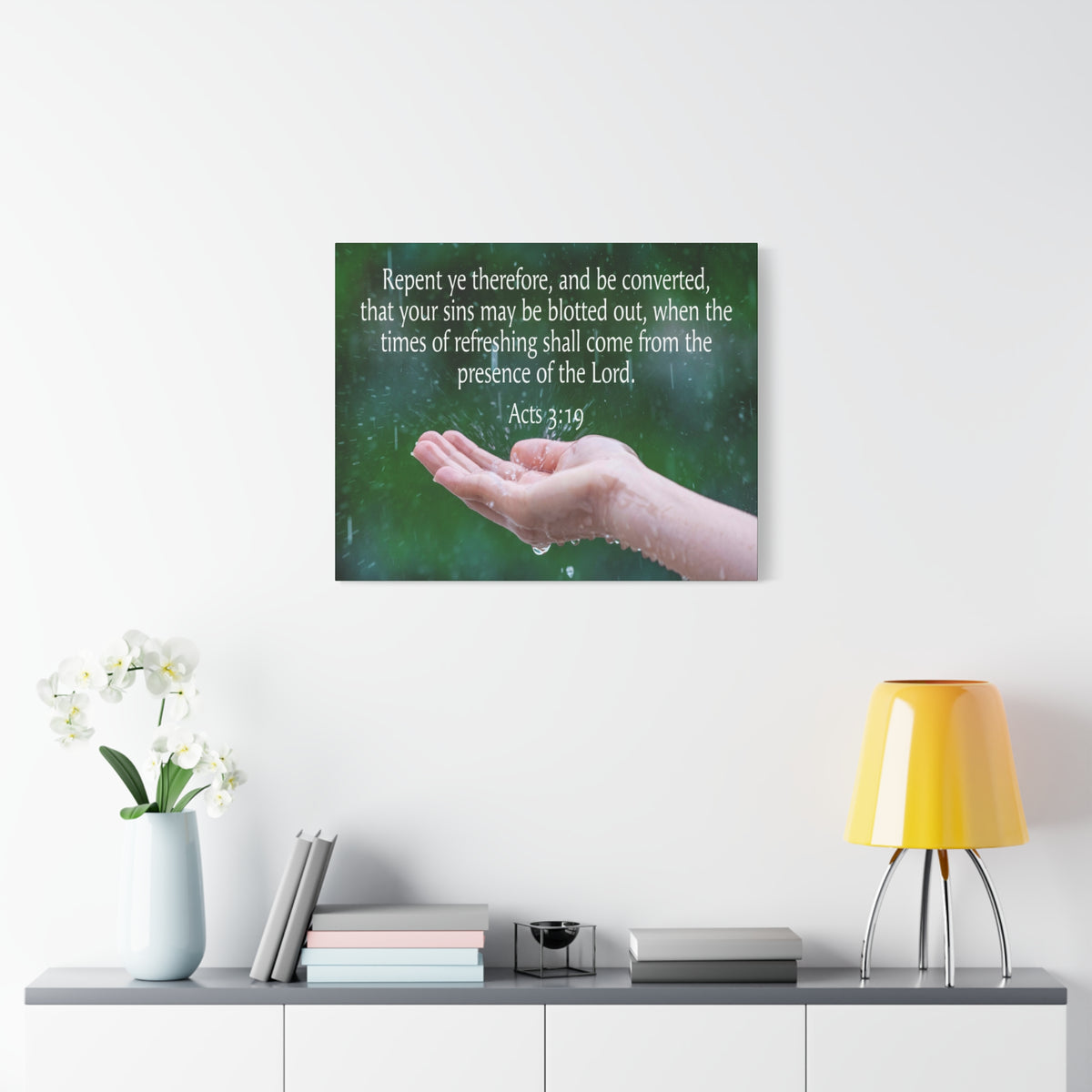 Scripture Canvas The Presence of The Lord Acts 3:19 Christian Wall Art Bible Verse Print Ready to Hang
