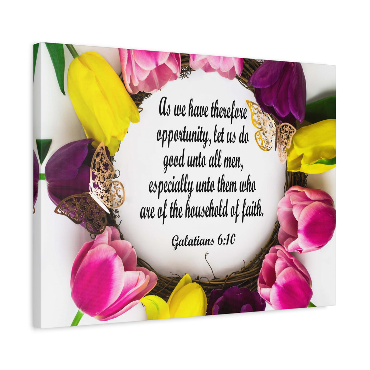 Scripture Canvas Household of Faith Galatians 6:10 Christian Wall Art Bible Verse Print Ready to Hang