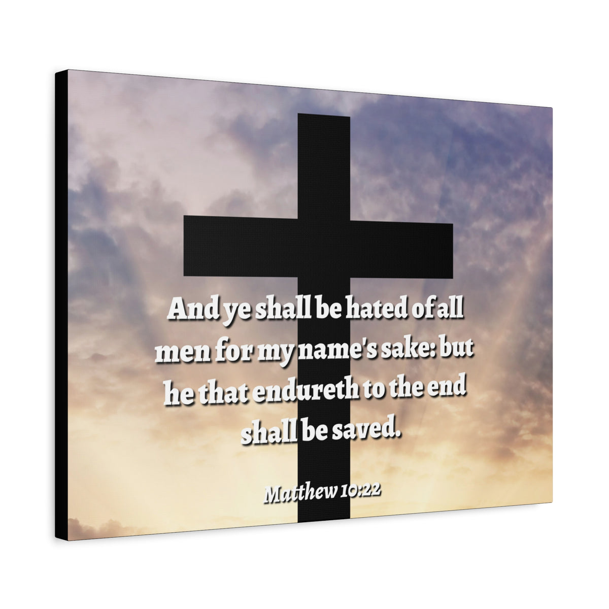 Scripture Canvas To The End Matthew 10:22 Christian Wall Art Bible Verse Print Ready to Hang
