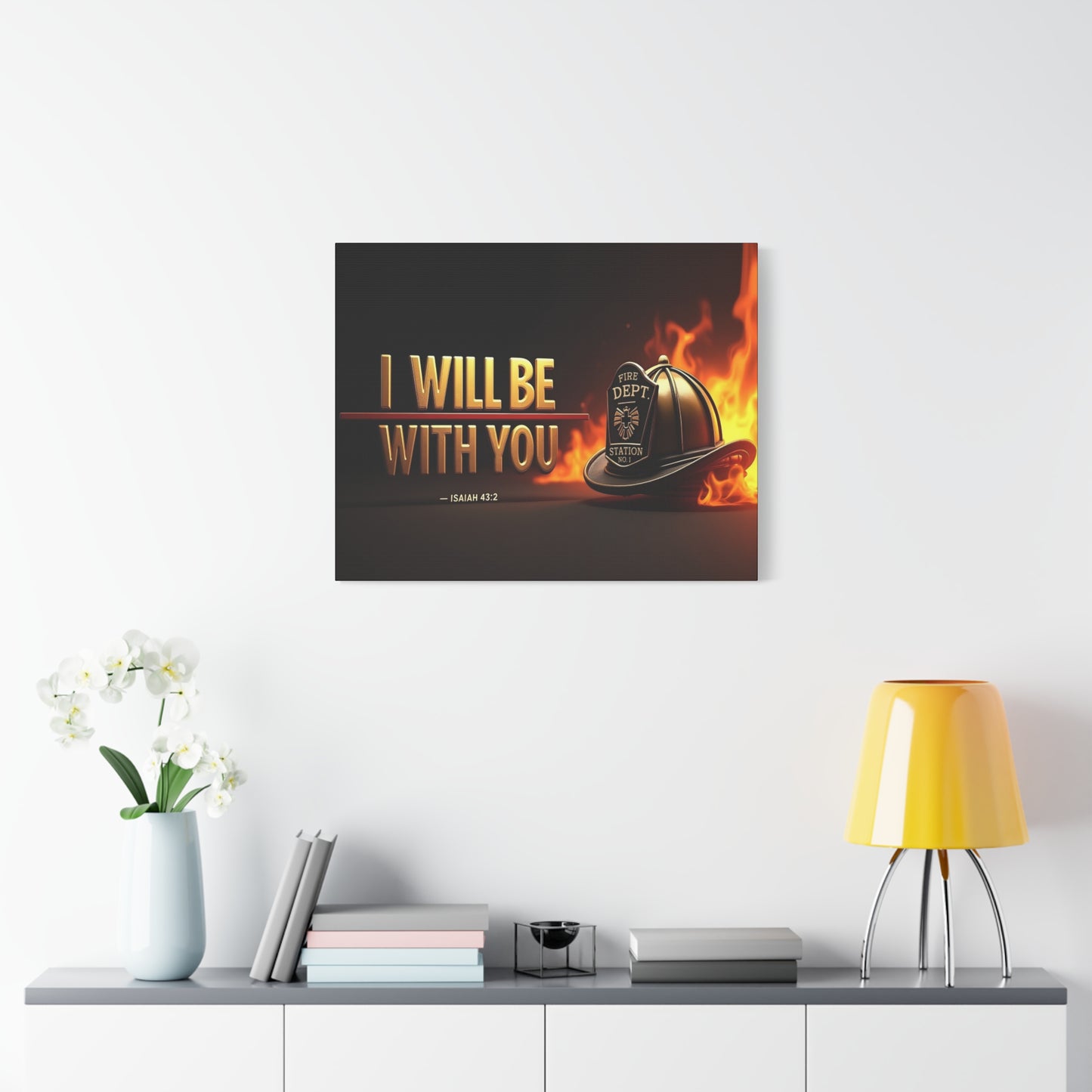 Scripture Walls Isaiah 43:2 Firefighter I Will Be With You Bible Verse Canvas Christian Wall Art Ready to Hang Unframed