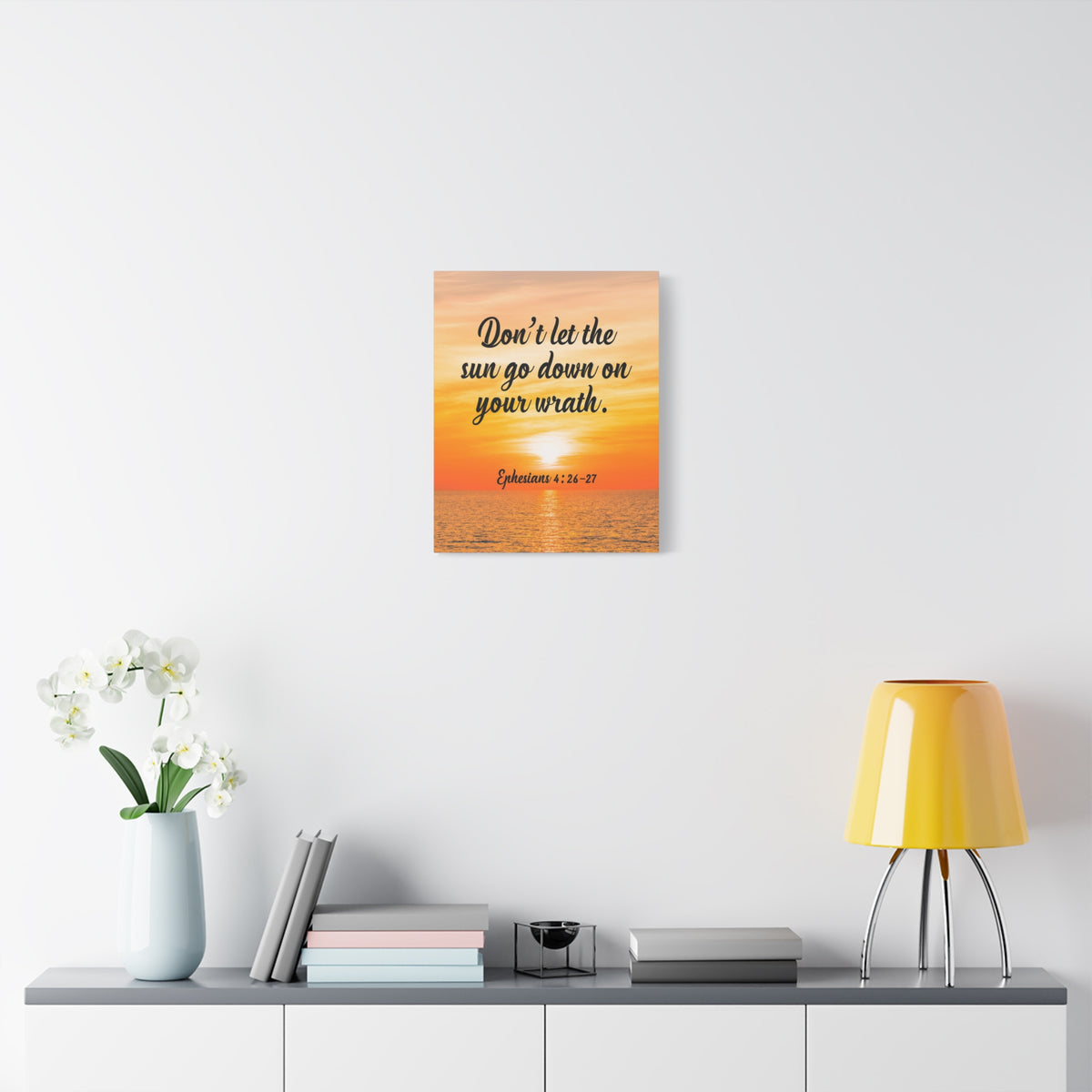 Scripture Canvas Don't Let The Sun Go Down Ephesians 4:26-27 Christian Wall Art Bible Verse Print Ready to Hang