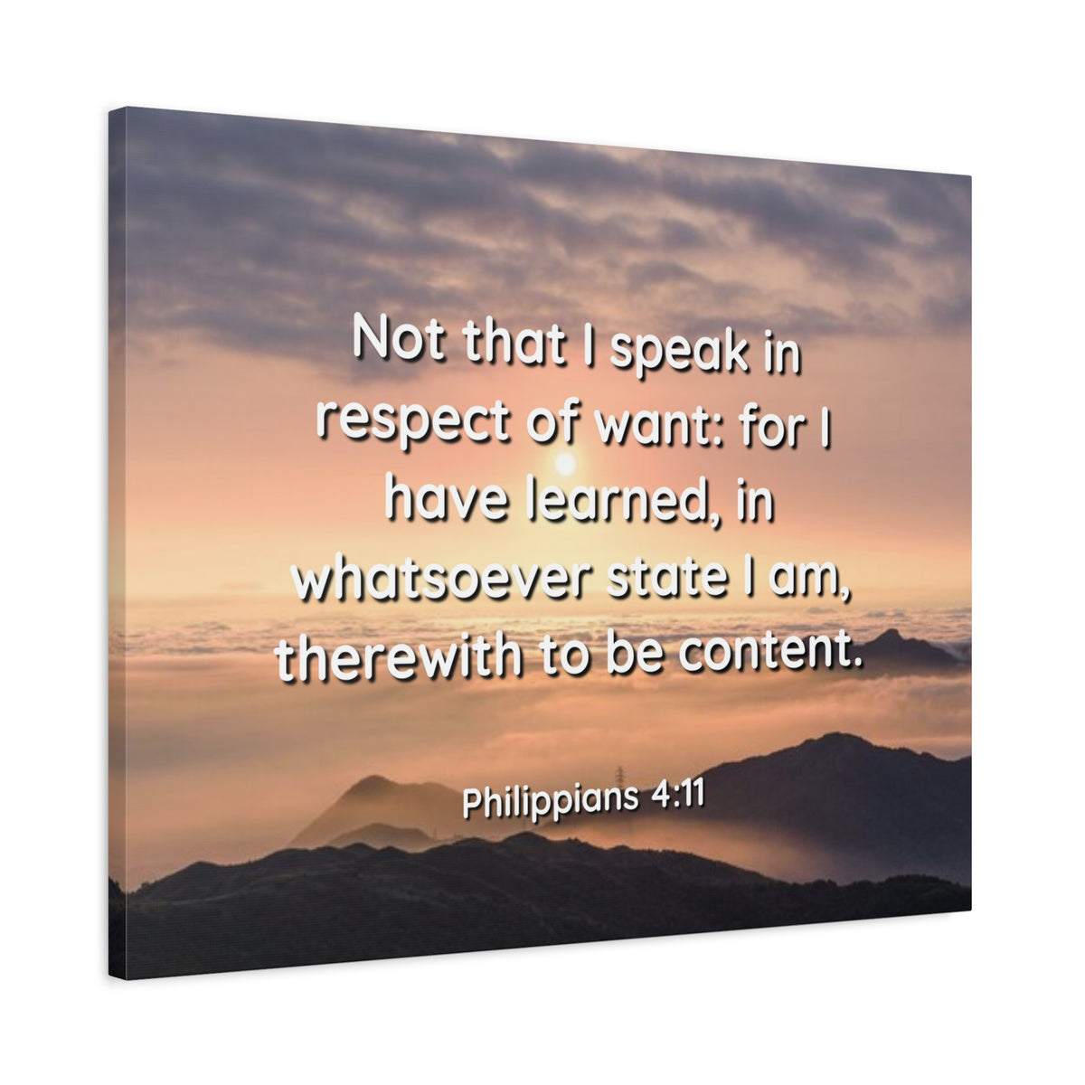 Scripture Canvas Respect Of Want Philippians 4:11 Christian Wall Art Bible Verse Print Ready to Hang