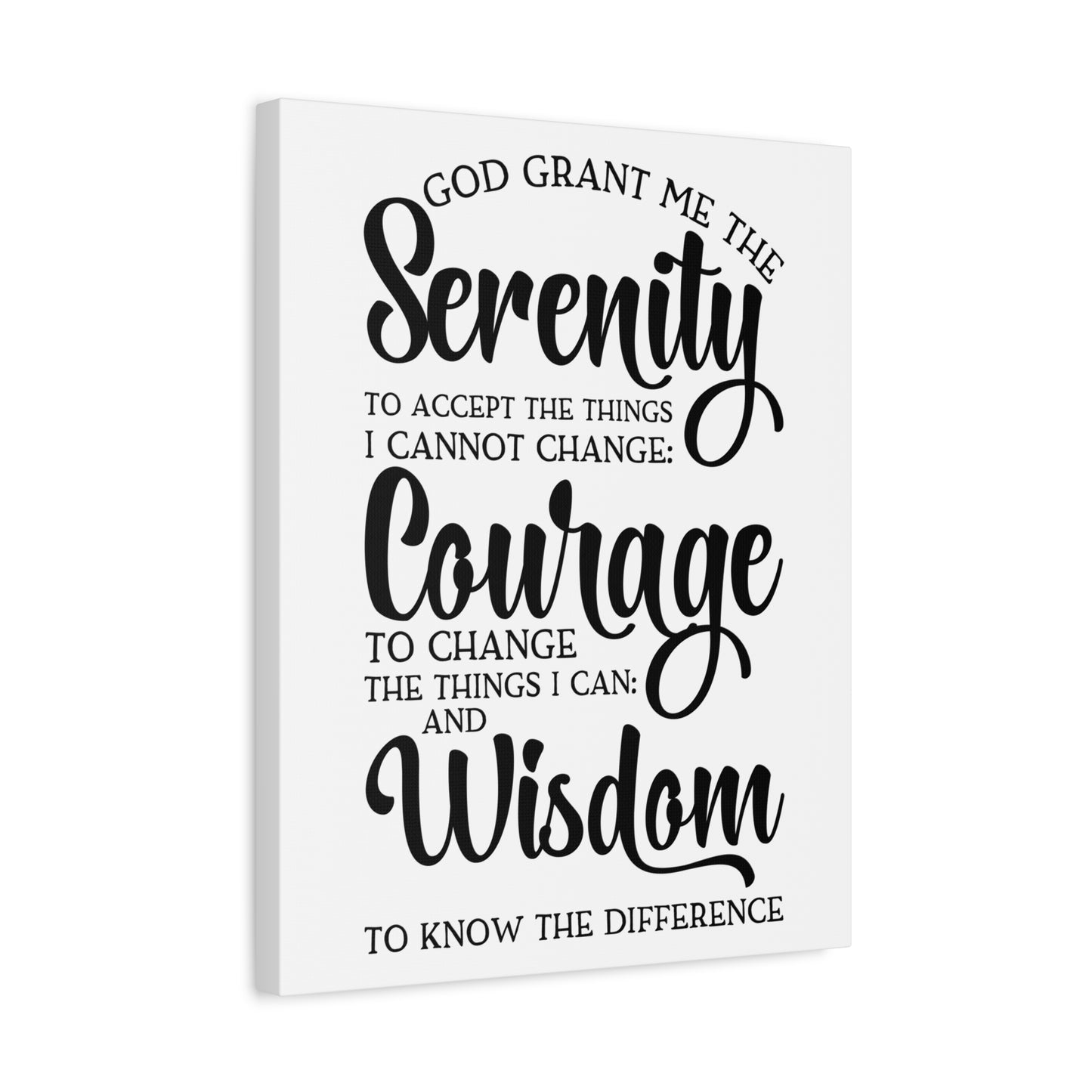 Scripture Canvas Serenity, Courage, Wisdom Psalm 27:14 Christian Wall Art Print Ready to Hang