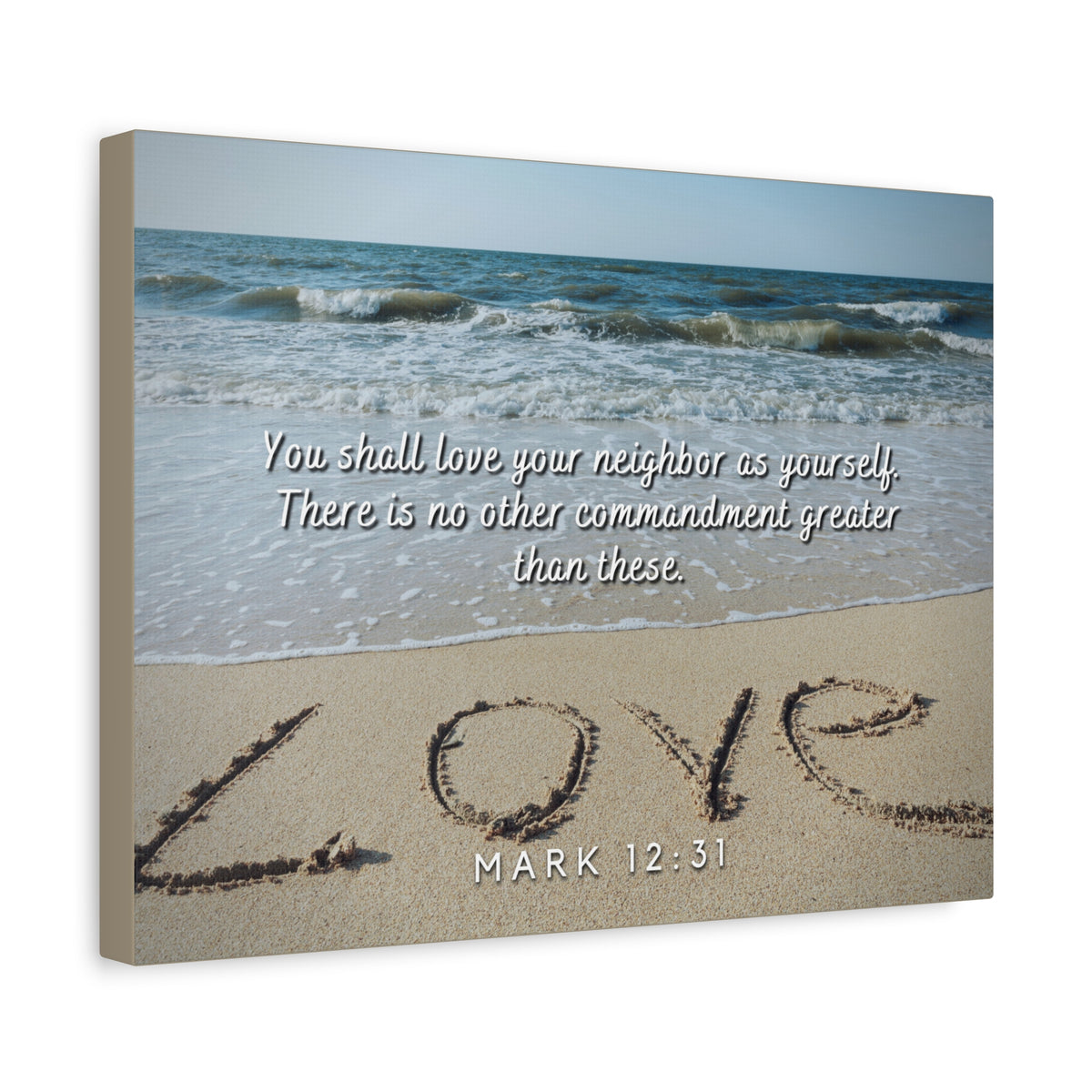 Scripture Canvas Love Your Neighbor Mark 12:31 Christian Wall Art Bible Verse Print Ready to Hang