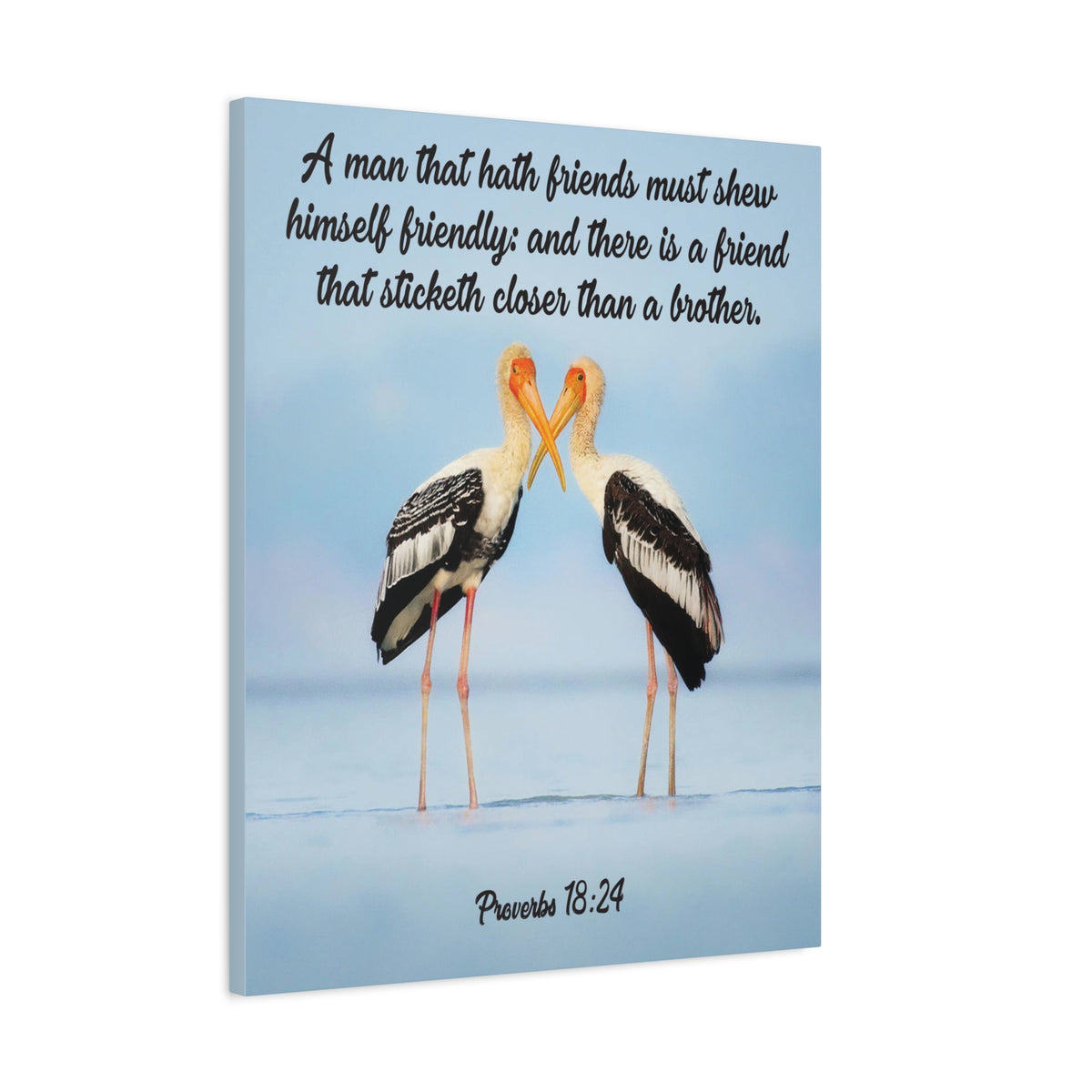 Scripture Canvas Closer Than a Brother Proverbs 18:24 Christian Wall Art Bible Verse Print Ready to Hang
