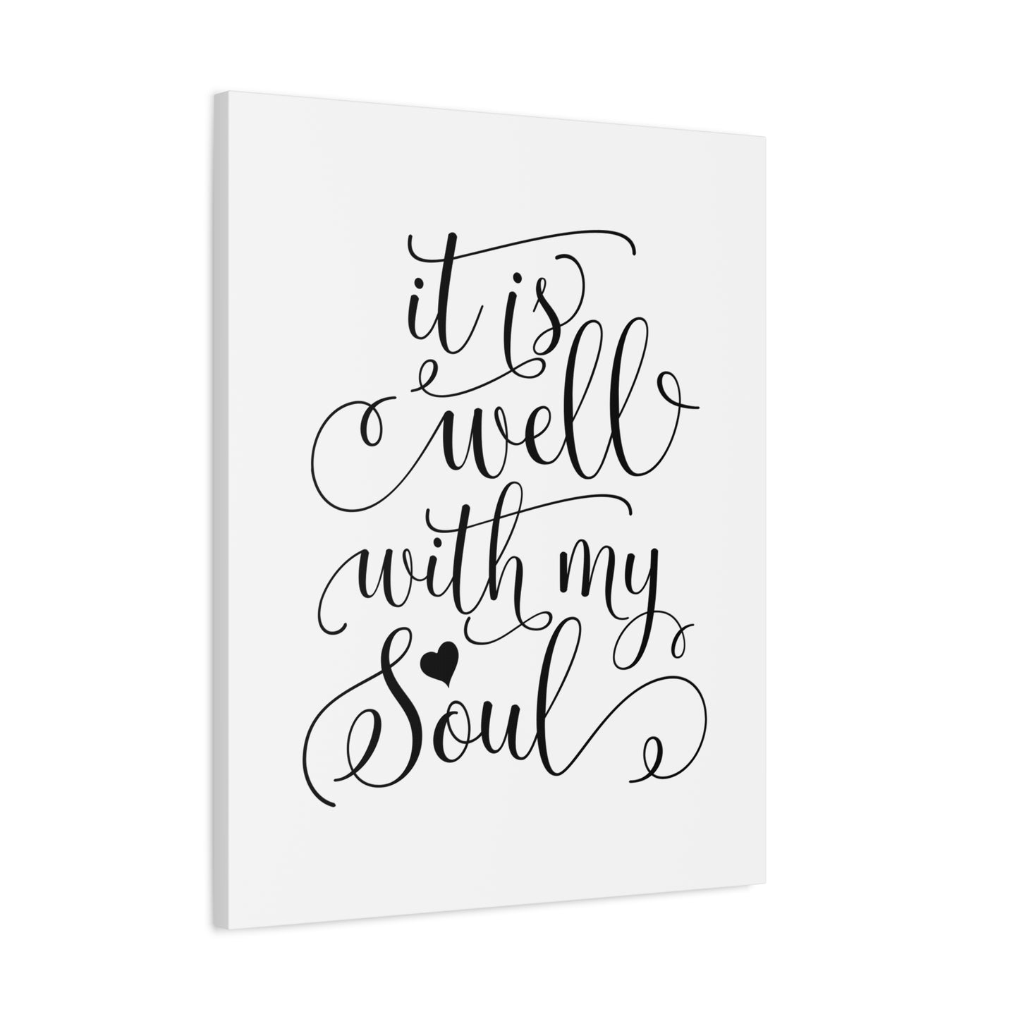 Scripture Canvas It Is Well With My Soul Psalm 42:7 Heart Christian Wall Art Bible Verse Print Ready to Hang