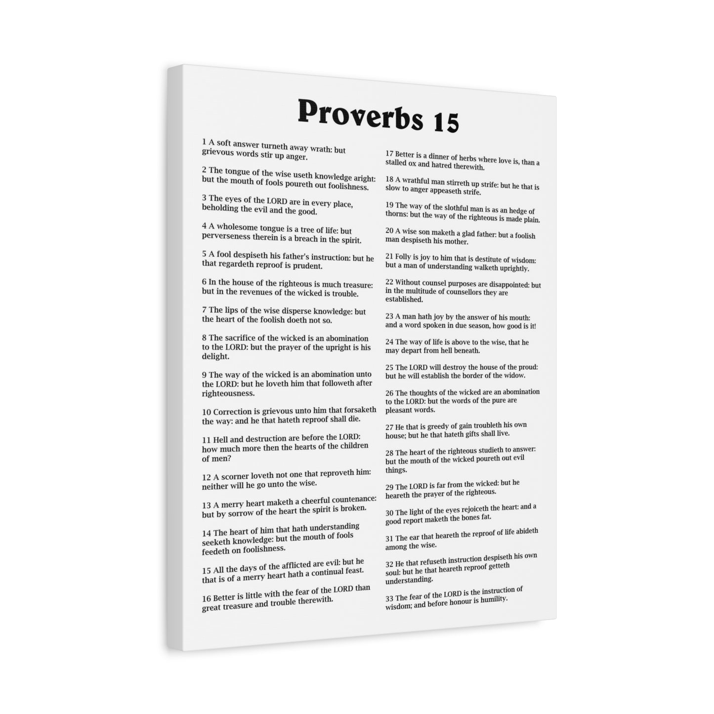 Scripture Walls Proverbs Chapter 15 White Bible Canvas Christian Wall Art Ready to Hang Unframed