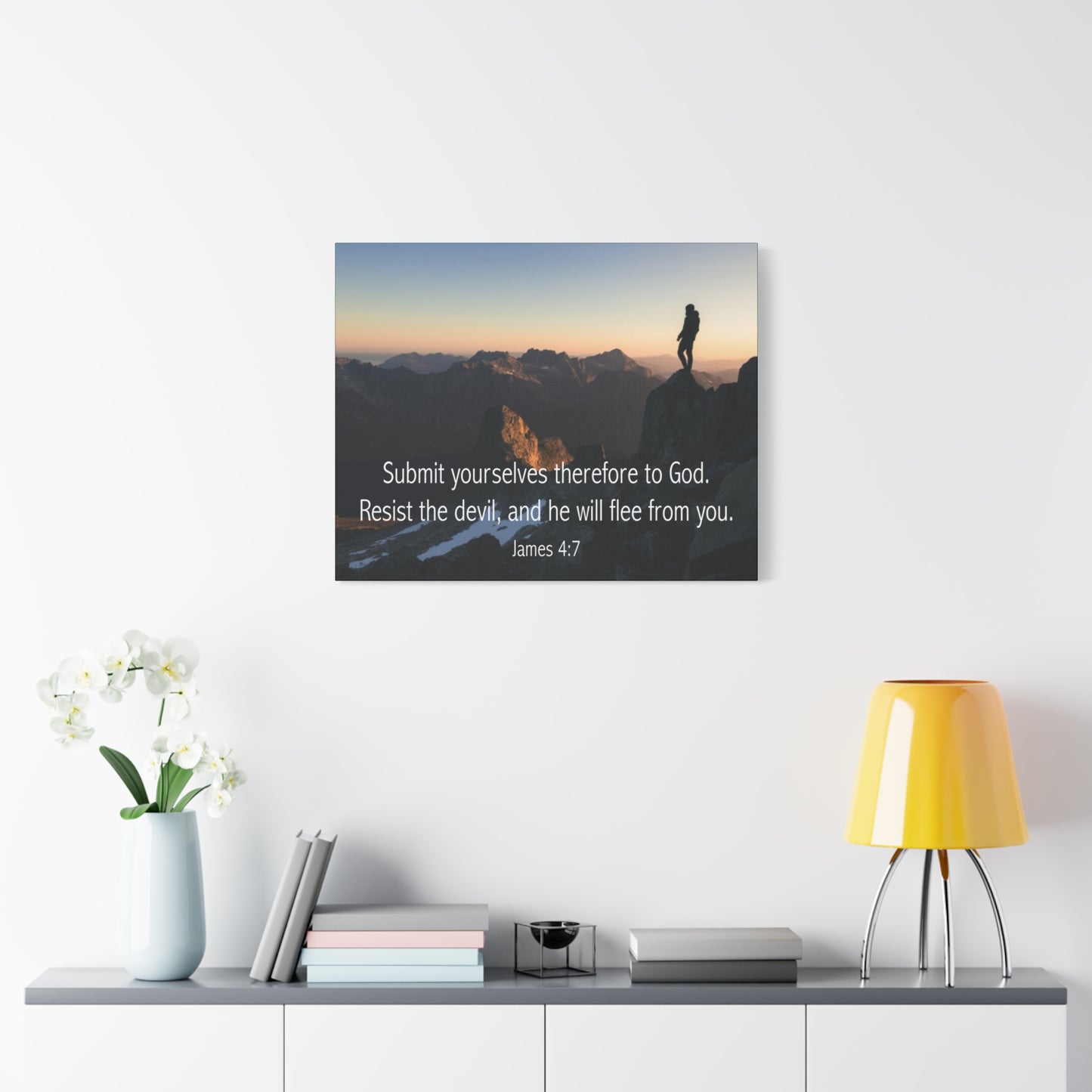 Bible Verse Canvas Resist the Devil James 4:7 Christian Home Décor Wall Art Scripture Ready to Hang Faith Print