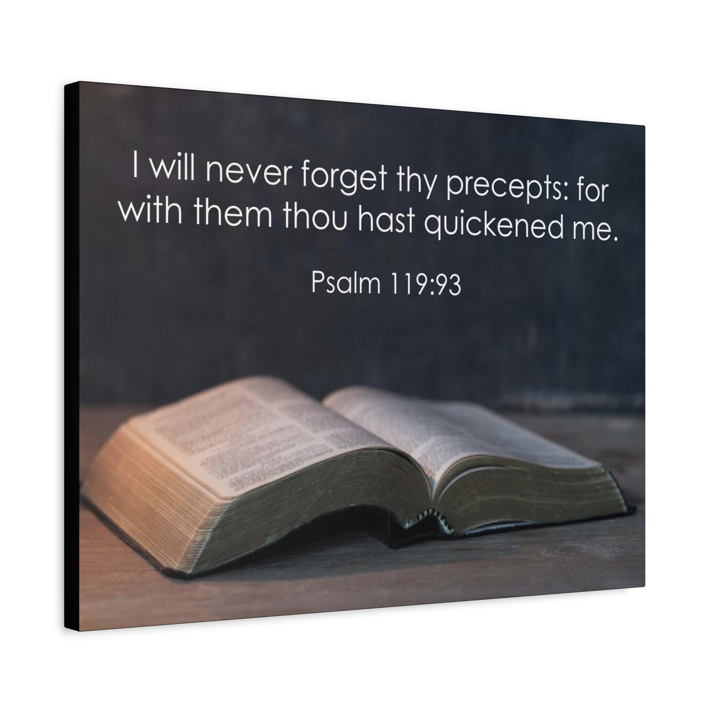 Bible Verse Canvas Never Forget Thy Precepts Psalm 119:93 Christian Home Décor Wall Art Scripture Ready to Hang Faith Print