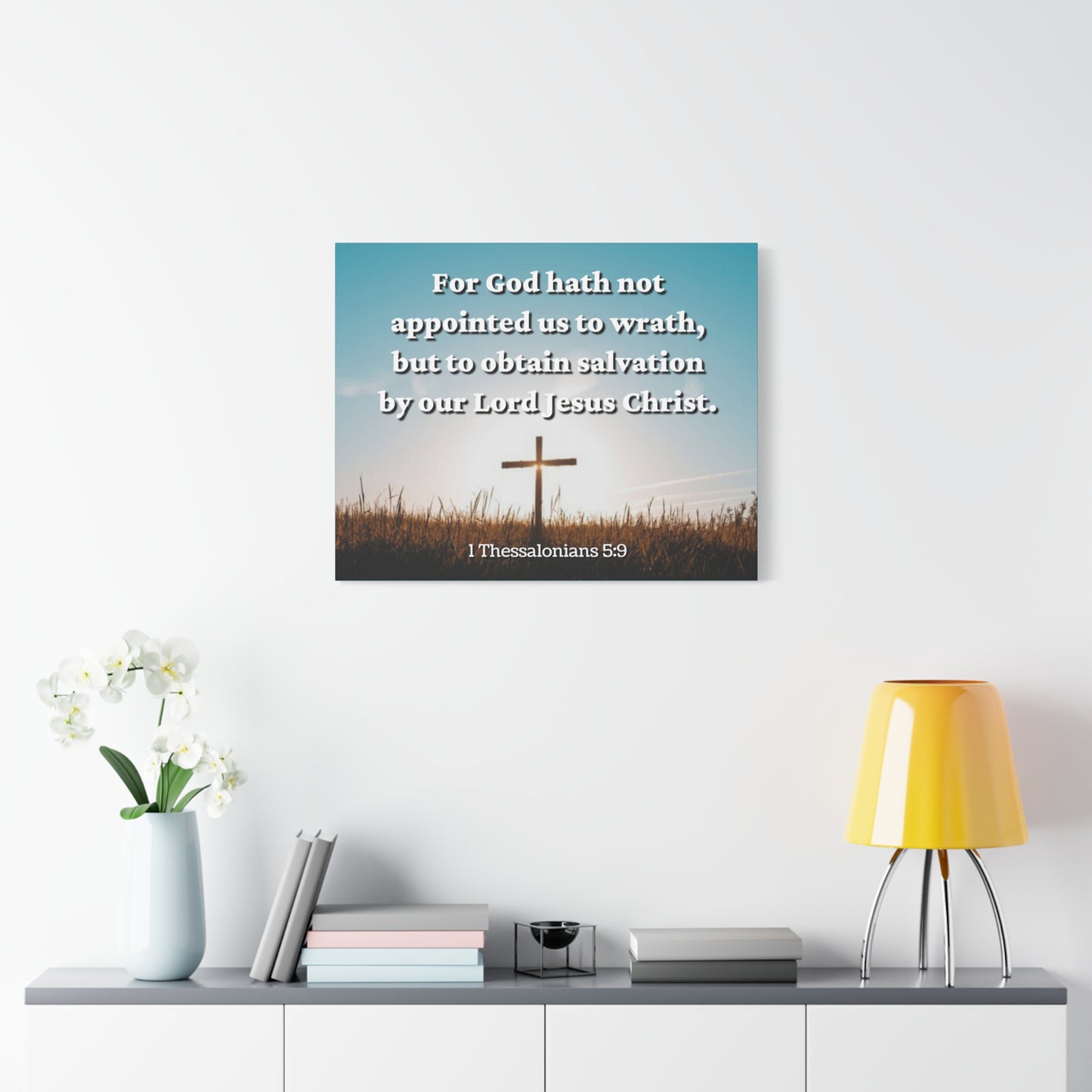 Scripture Canvas To Obtain Salvation 1 Thessalonians 5:9 Christian Wall Art Bible Verse Print Ready to Hang