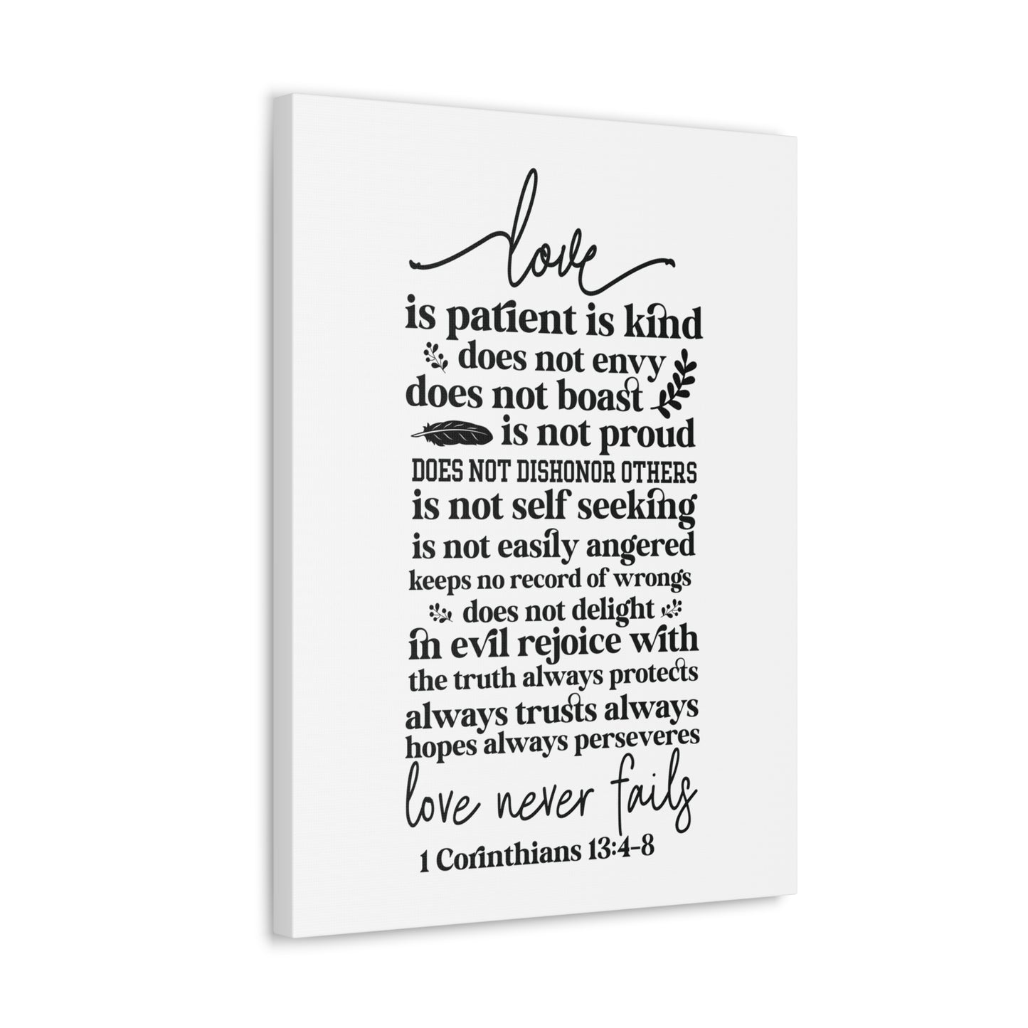 1 Corinthians 13:4-8 Love Is Bible Verse Canvas Christian Wall Art Ready to Hang Unframed