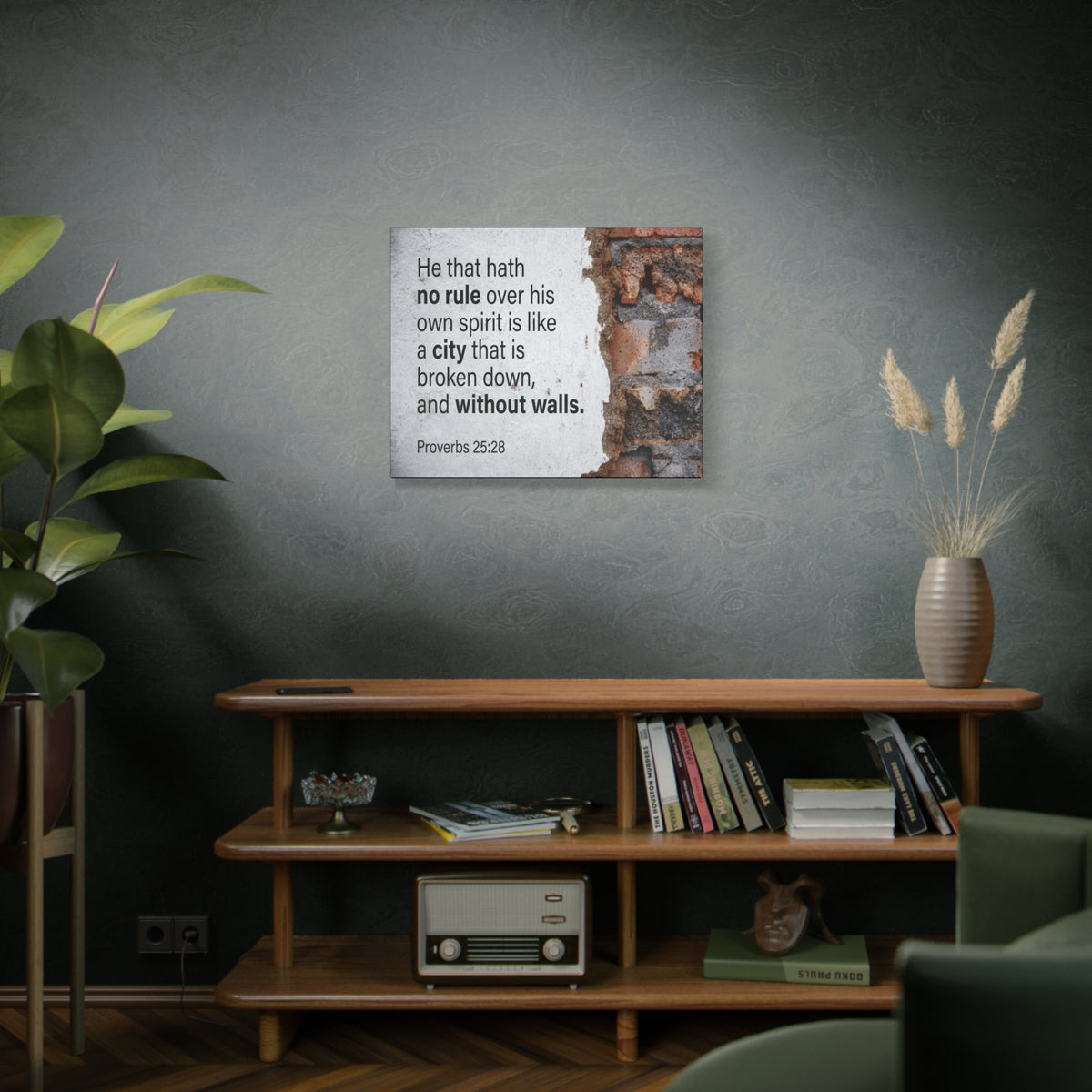 Scripture Canvas No Rule Without Walls Proverbs 25:28 Christian Wall Art Bible Verse Print Ready to Hang