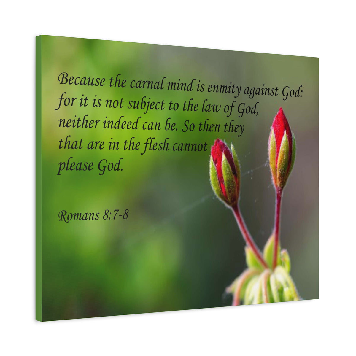 Scripture Canvas Carnal Mind Romans 8:7-8 Christian Wall Art Bible Verse Print Ready to Hang