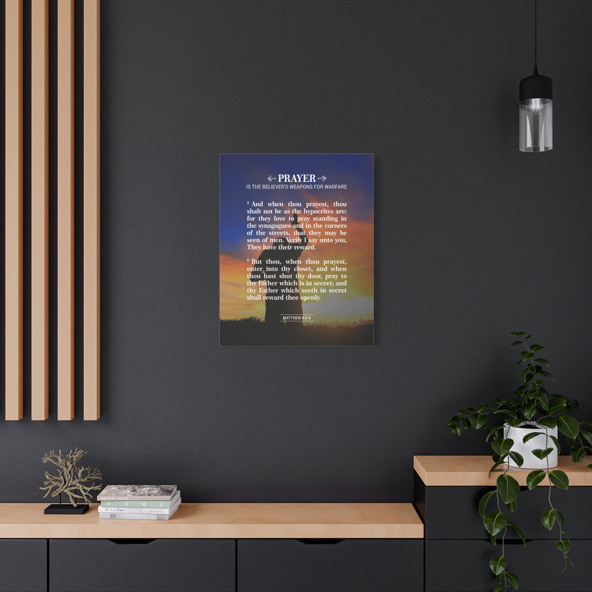 Scripture Canvas Prayer Matthew 6:5-6 Christian Wall Art Bible Verse Print Ready to Hang