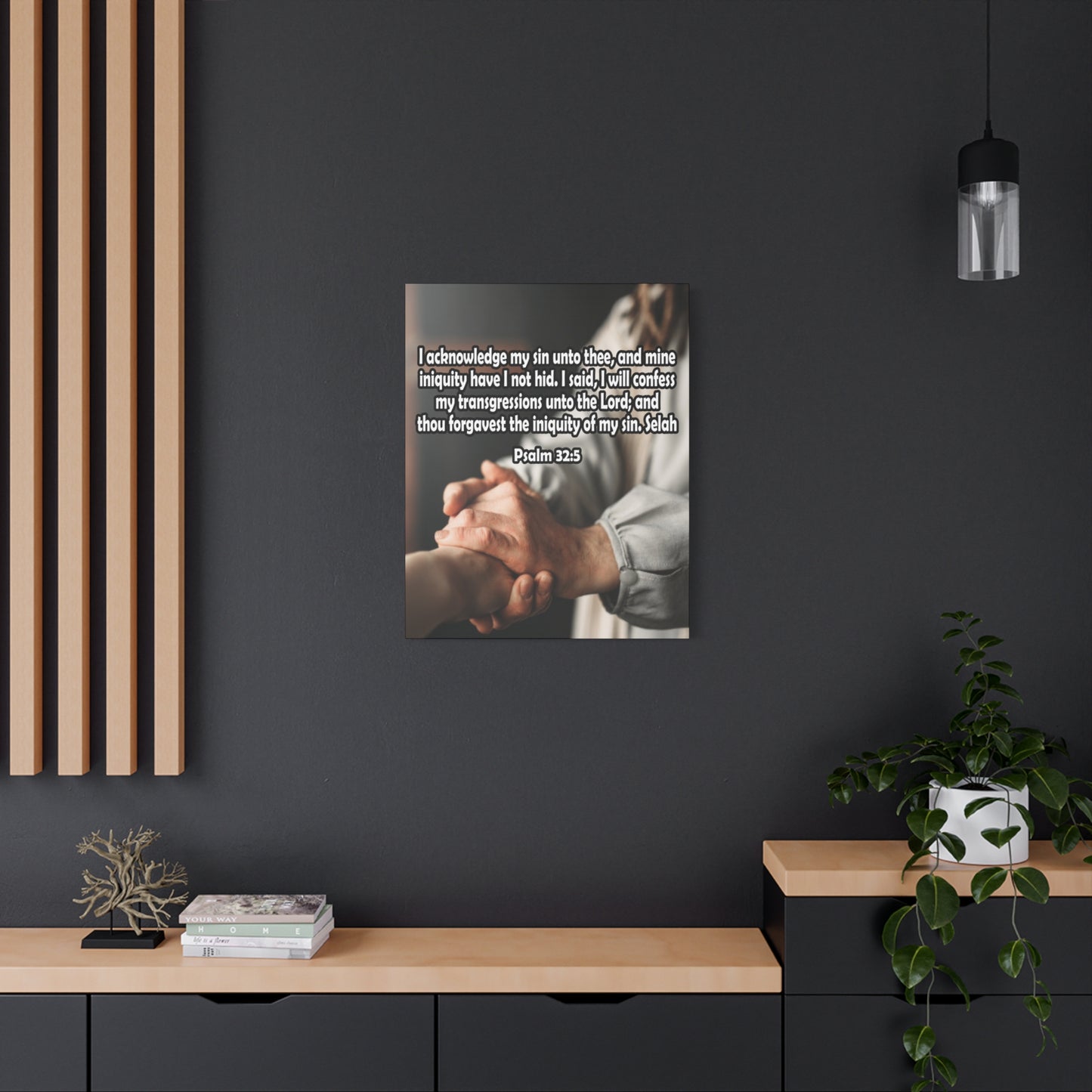 Bible Verse Canvas I Acknowledge My Sin Psalm 32:5 Christian Home Decor Scripture Art