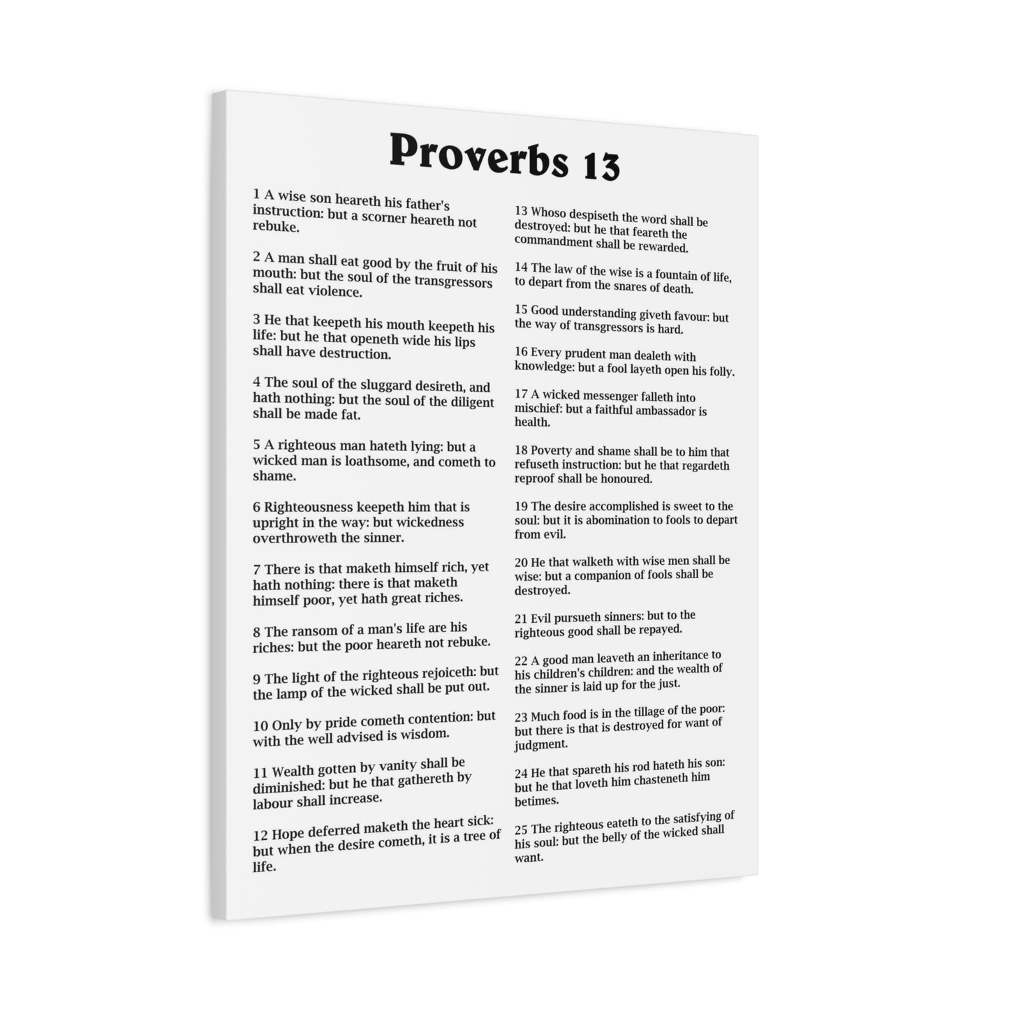 Scripture Walls Proverbs Chapter 13 White Bible Canvas Christian Wall Art Ready to Hang Unframed