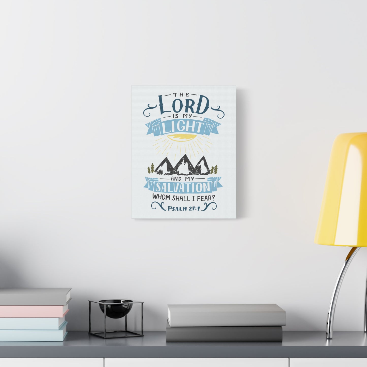 Scripture Canvas The Lord Is My Light Psalm 27:1 Christian Wall Art Bible Verse Print Ready to Hang
