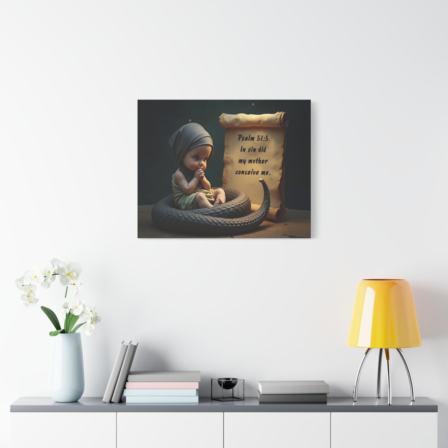 Scripture Walls Psalm 51:5 Viper in a Diaper Bible Verse Canvas Christian Wall Art Ready to Hang Unframed