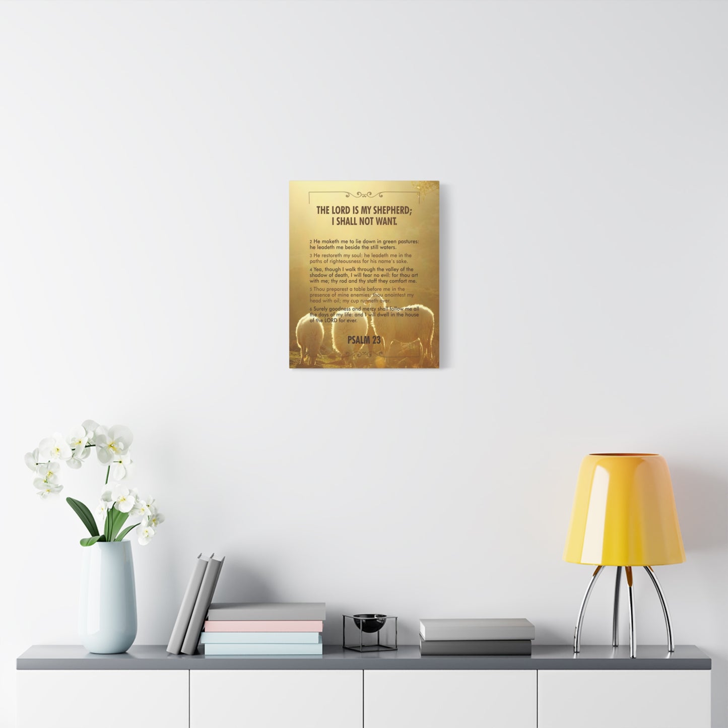 Bible Verse Canvas Lord is my Shepherd Psalm 23 Canvas Christian Home Décor Ready to Hang Scripture Wall Art