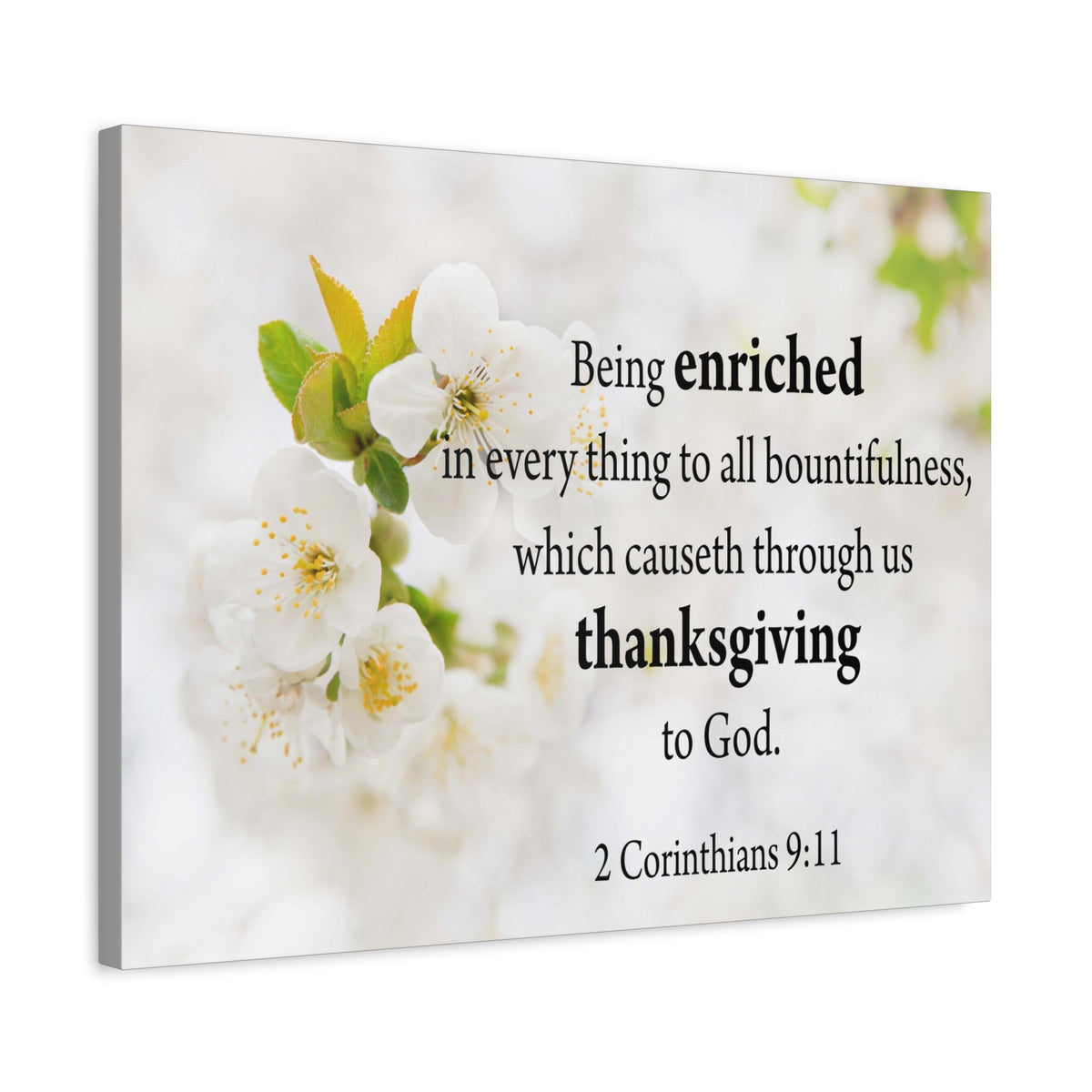 Scripture Canvas Thanksgiving to God 2 Corinthians 9:11 Christian Wall Art Bible Verse Print Ready to Hang