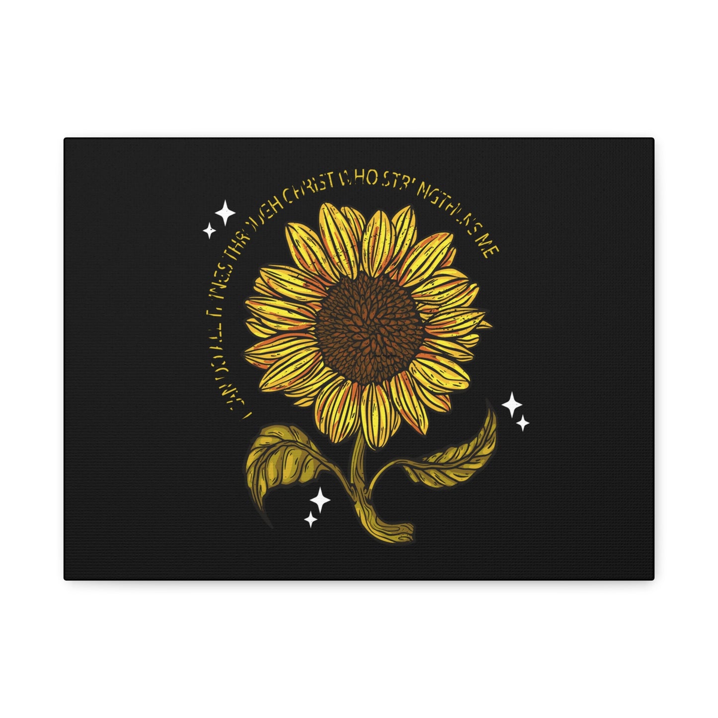 Through Christ Sunflower Philippians 4:13 Christian Wall Art Bible Verse Print Ready to Hang