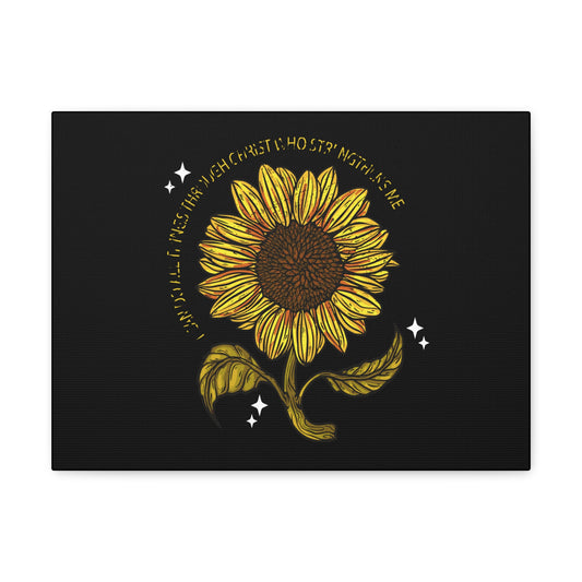 Through Christ Sunflower Philippians 4:13 Christian Wall Art Bible Verse Print Ready to Hang