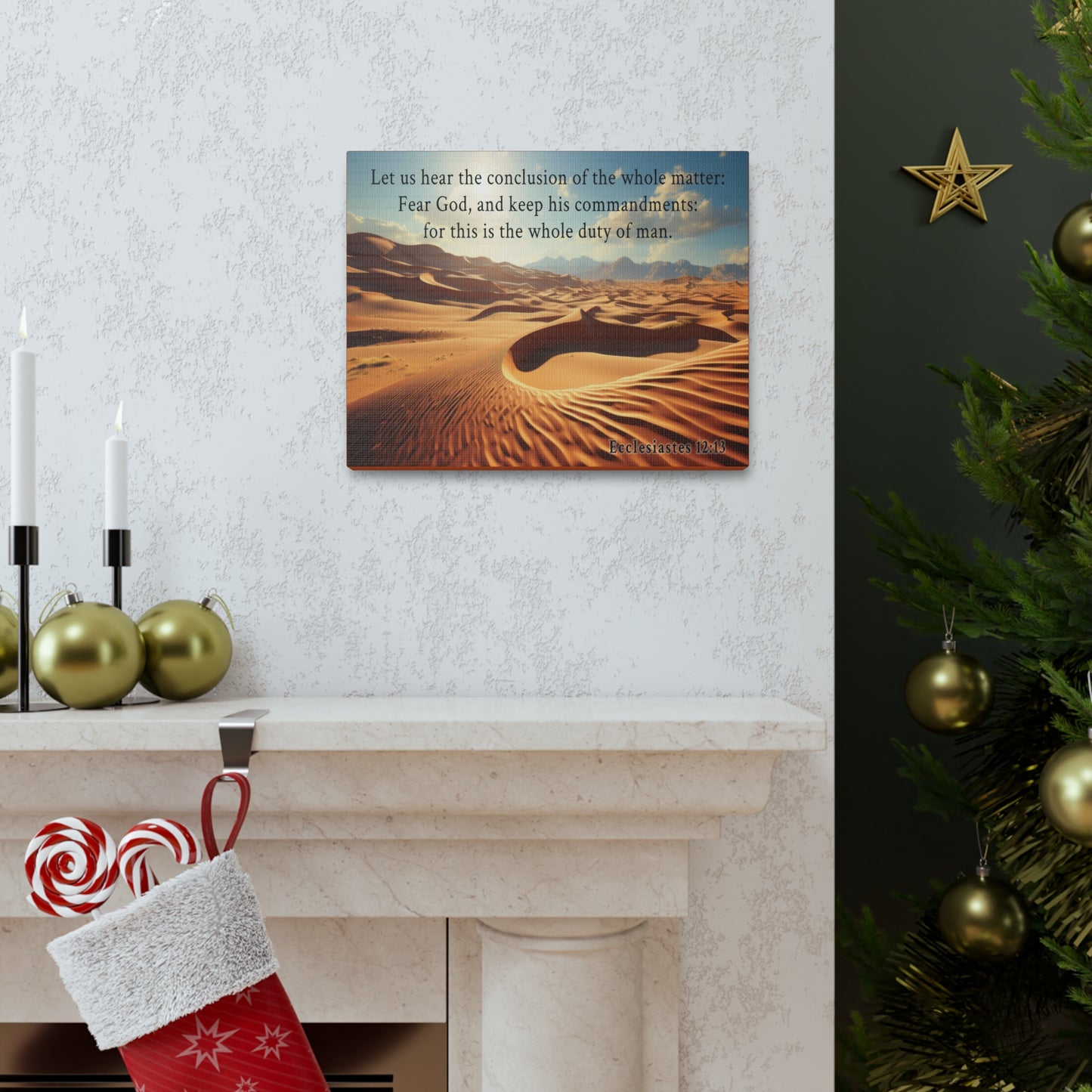Ecclesiastes 12:13 Desert Bible Verse Canvas Christian Wall Art Ready to Hang Unframed