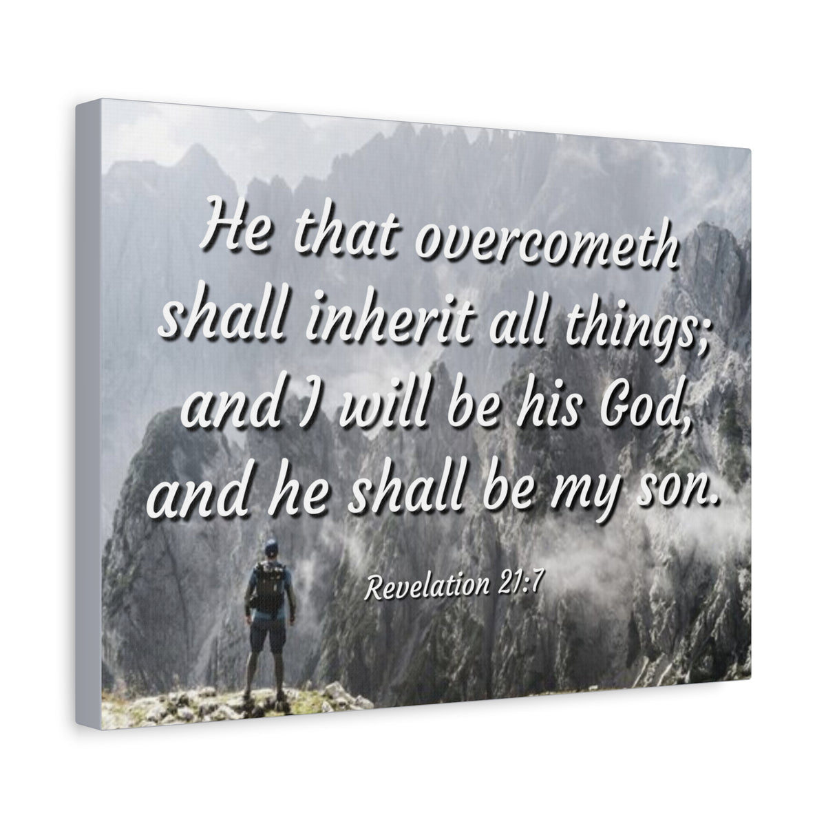 Scripture Canvas Inherit All Things Revelation 21:7 Christian Wall Art Bible Verse Print Ready to Hang