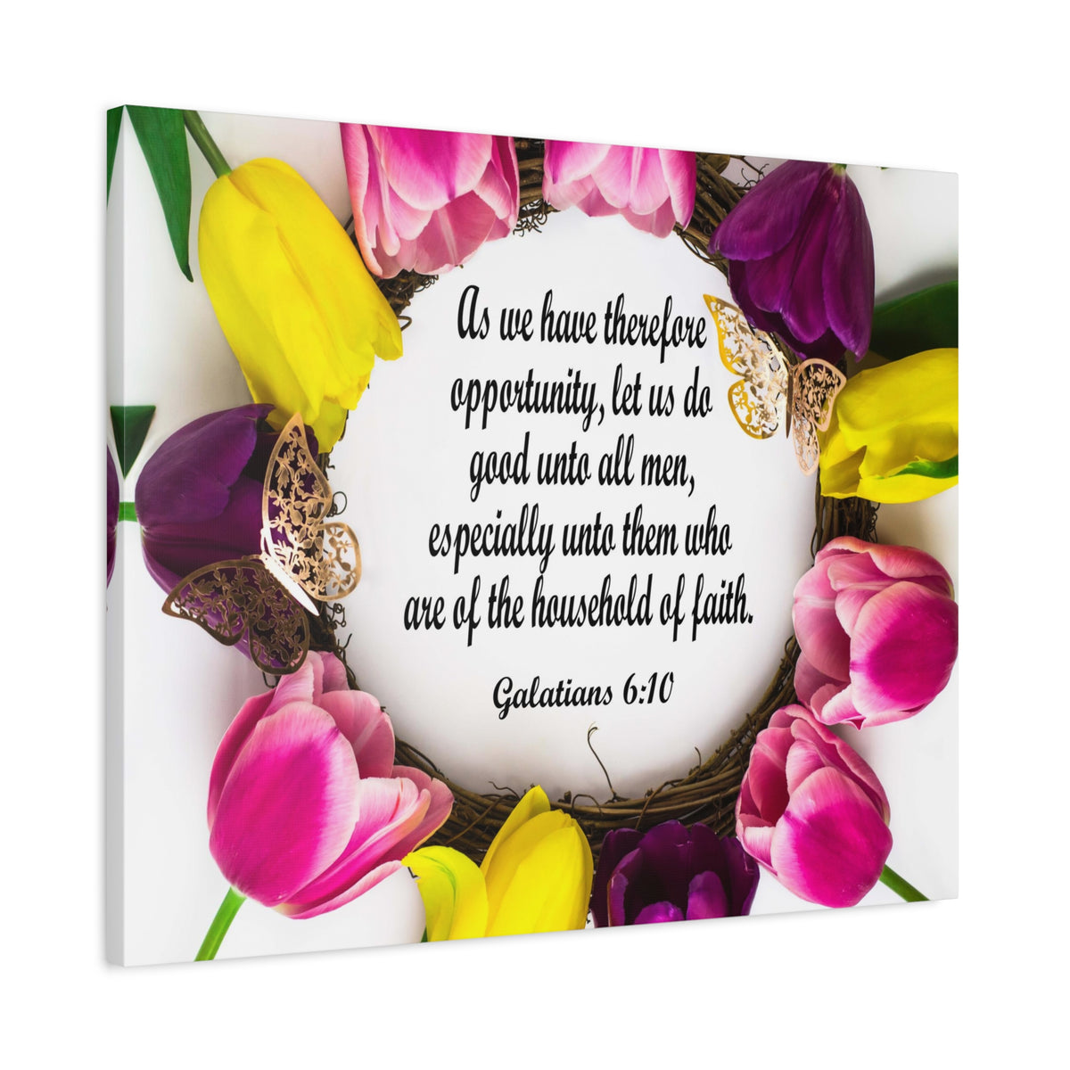 Scripture Canvas Household of Faith Galatians 6:10 Christian Wall Art Bible Verse Print Ready to Hang