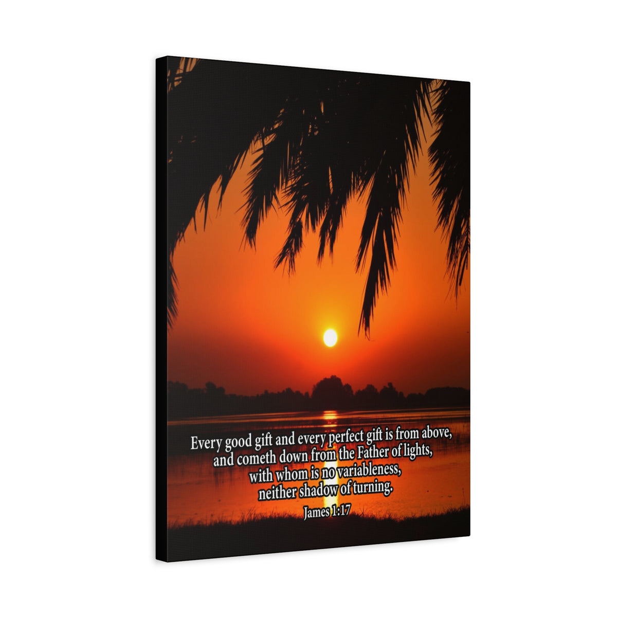 Scripture Canvas Every Perfect Gift is From Above James 1:17 Christian Wall Art Bible Verse Print Ready to Hang