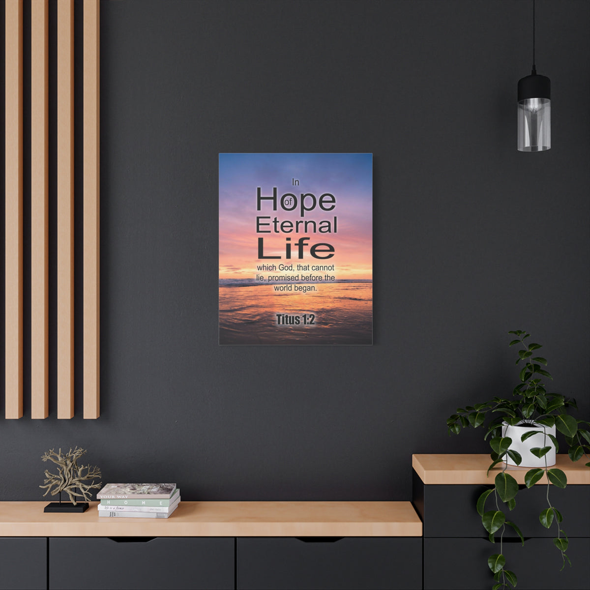 Scripture Canvas Eternal Life Titus 1:2 Christian Wall Art Bible Verse Print Ready to Hang