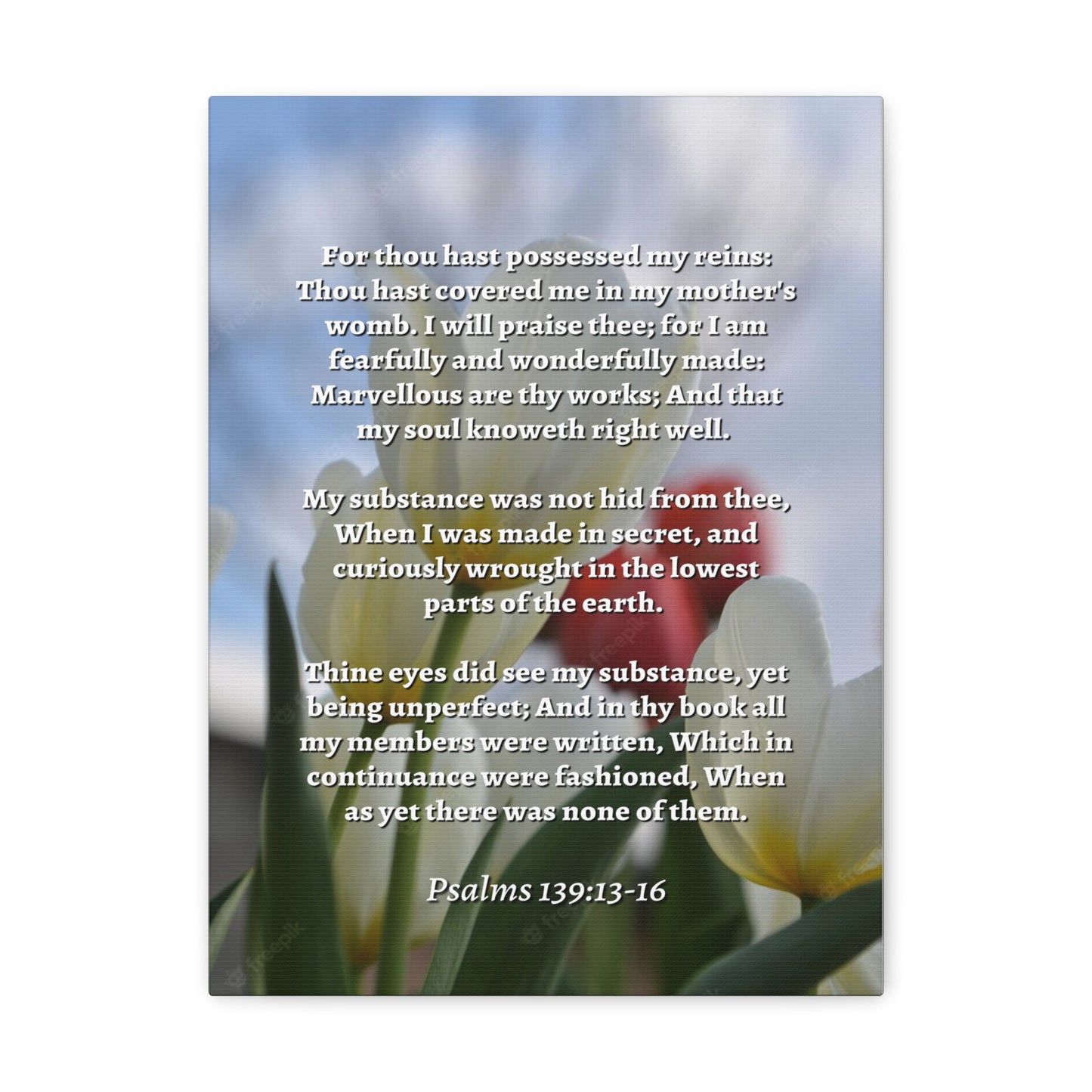 Wonderfully Made Psalm 139:14 Flower Bible Verse Canvas Christian Wall Art Ready to Hang