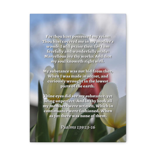 Wonderfully Made Psalm 139:14 Flower Bible Verse Canvas Christian Wall Art Ready to Hang