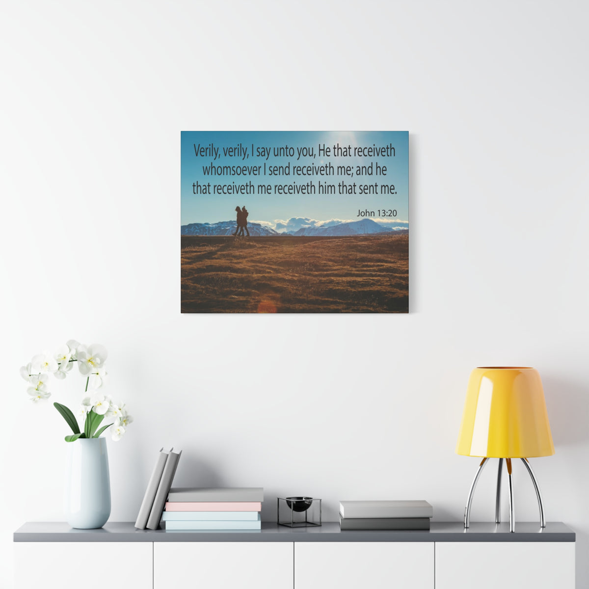 Scripture Canvas I Say Unto You John 13:20 Christian Wall Art Bible Verse Print Ready to Hang