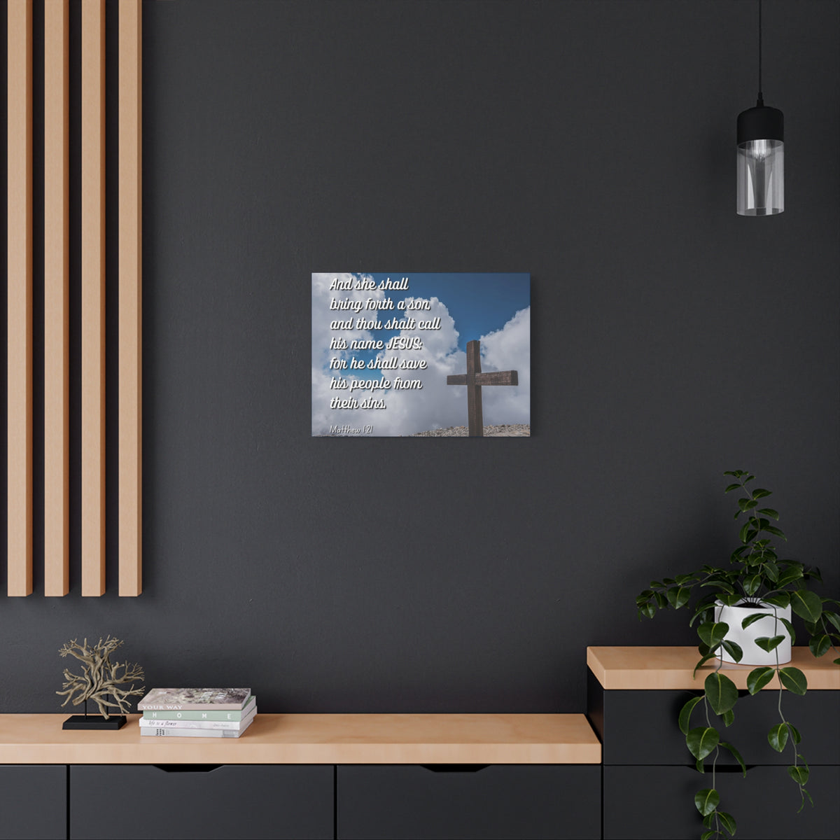 Scripture Canvas Save His People Matthew 1:21 Christian Wall Art Bible Verse Print Ready to Hang
