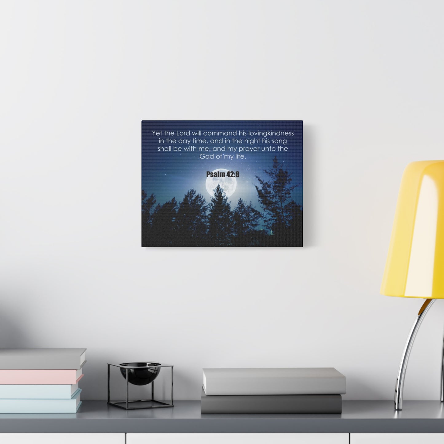 Bible Verse Canvas God of My Life Psalm 42:8 Christian Home Décor Wall Art Scripture Ready to Hang Faith Print