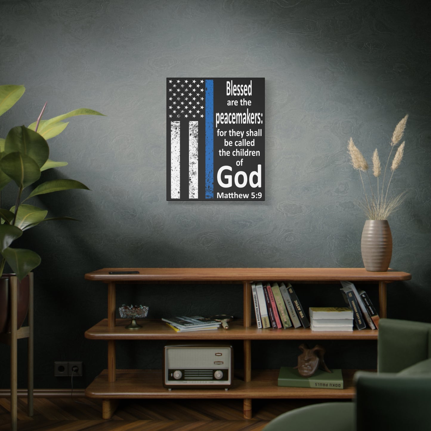 Scripture Walls Matthew 5:9 Police Officer Sign Bible Canvas Christian Wall Art Ready to Hang Unframed