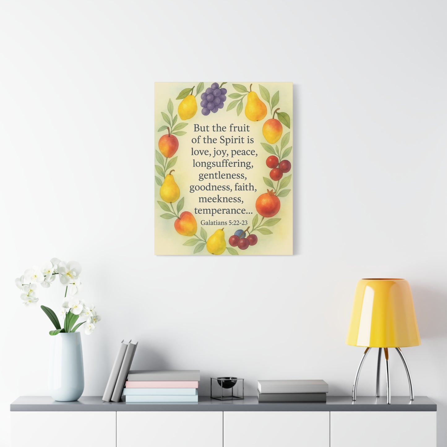 Bible Verse Canvas Galatians 5:22-23 Christian Home Décor Wall Art Scripture Ready to Hang Faith Print