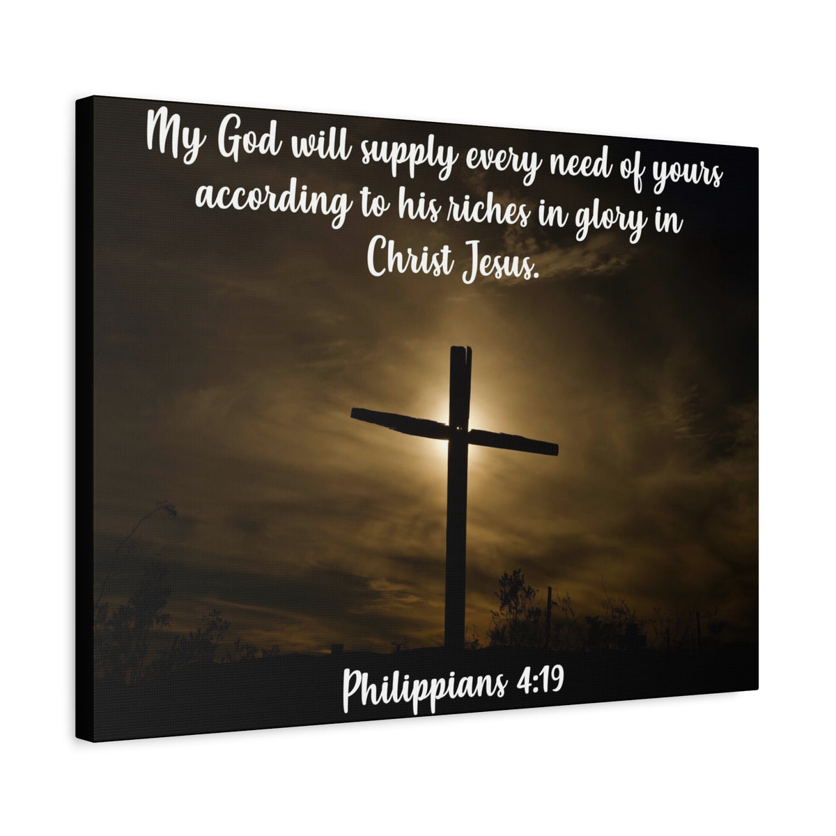Scripture Canvas All Your Need Philippians 4:19 Christian Wall Art Bible Verse Print Ready to Hang