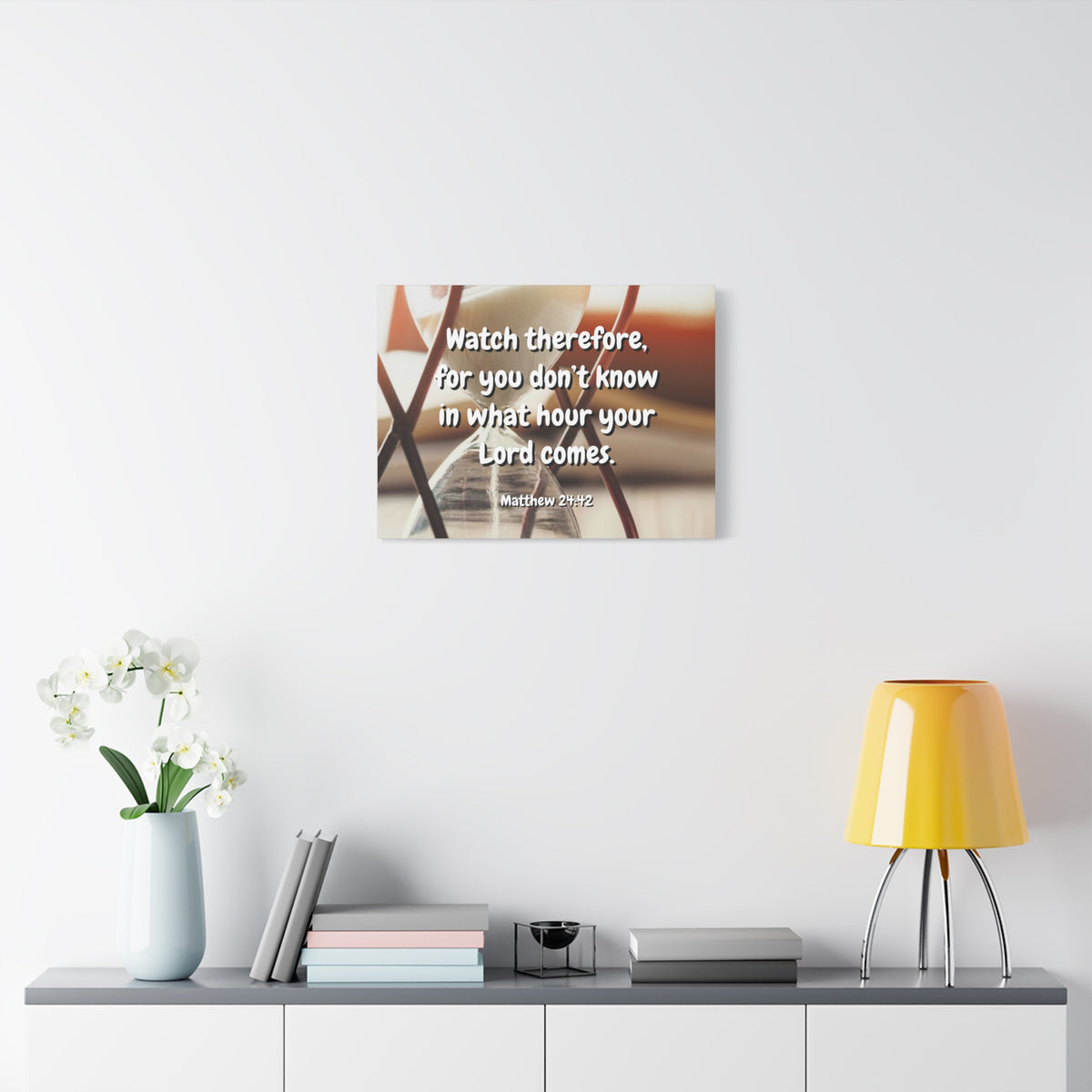 Scripture Canvas Hour Matthew 24:42 Christian Wall Art Bible Verse Print Ready to Hang