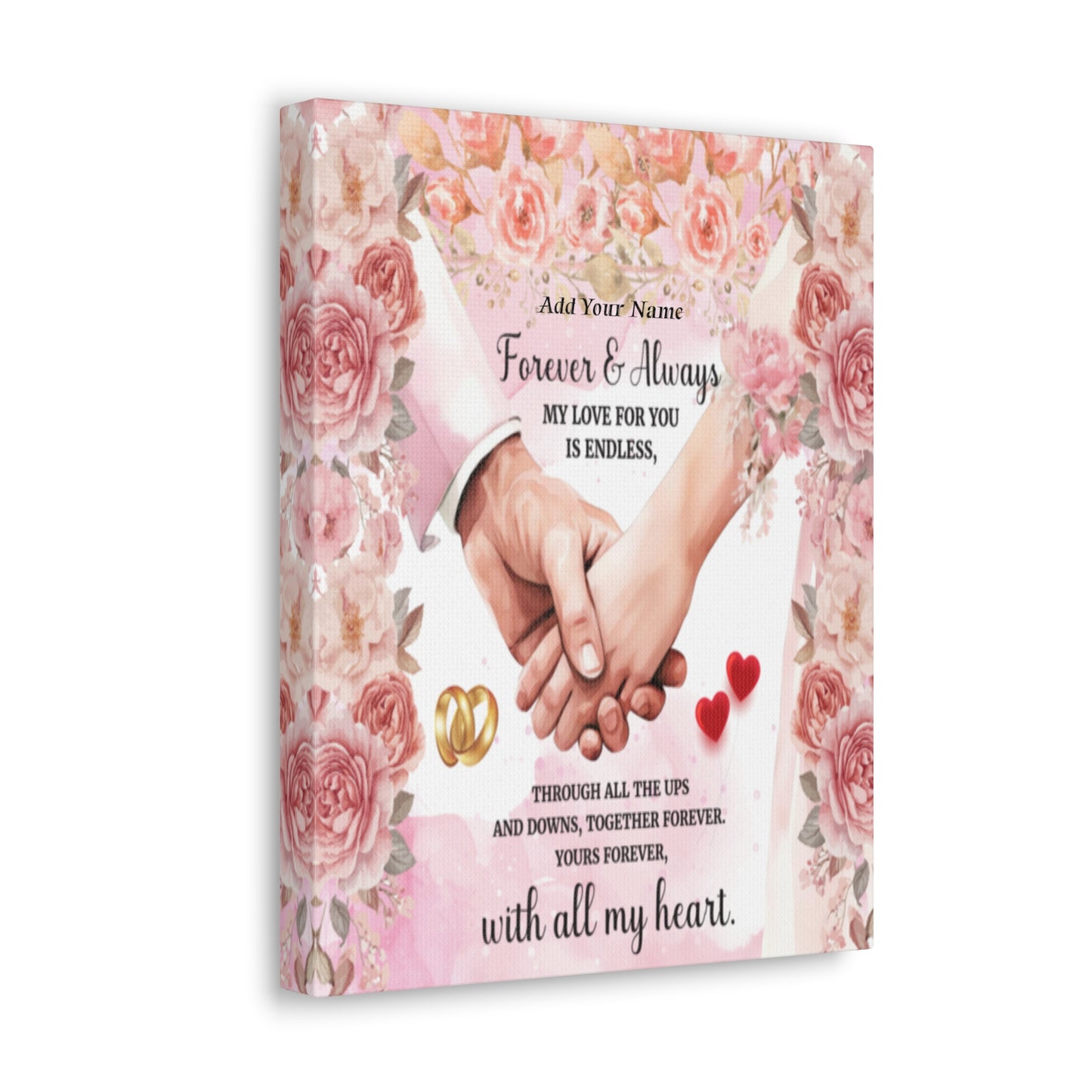 Personalized To My Wife Forever & Always Floral Canvas Wall Art – Romantic Wedding & Anniversary Gift
