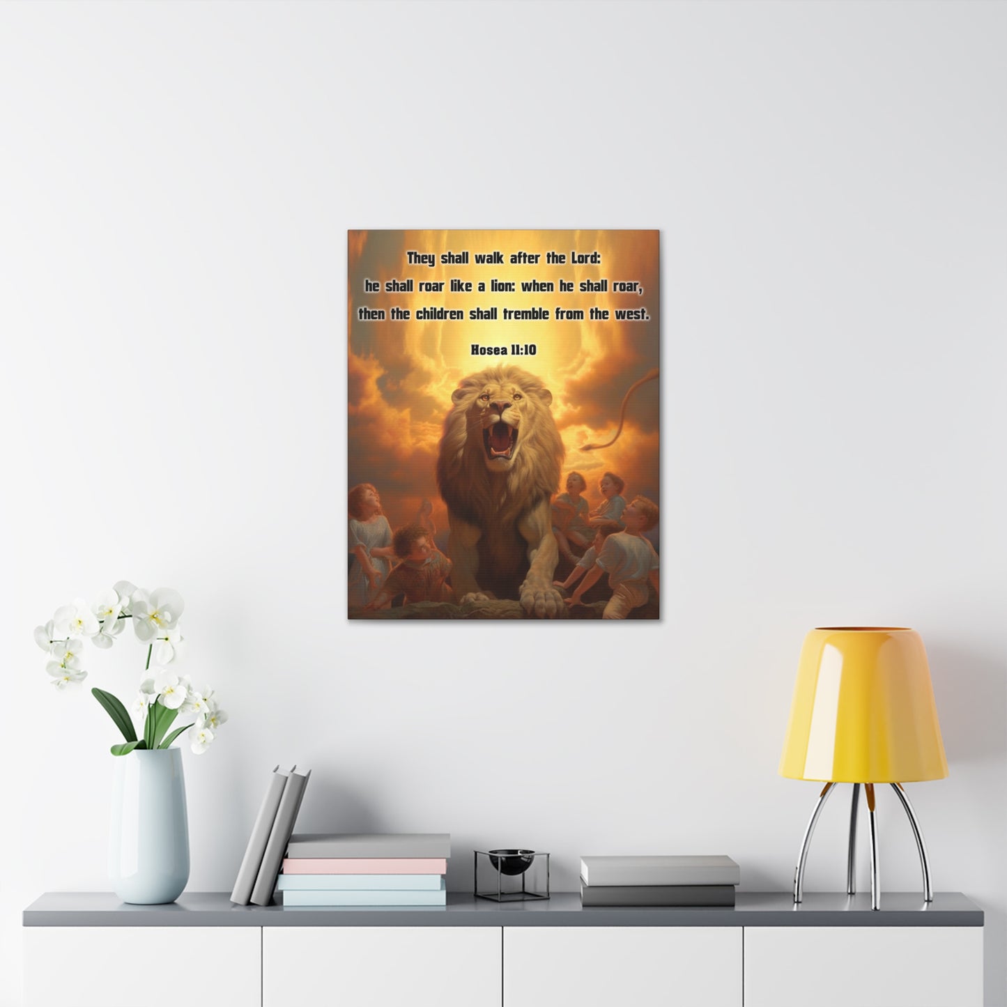 They Shall Walk After the Lord Hosea 11:10 Christian Wall Art Print Ready to Hang Unframed
