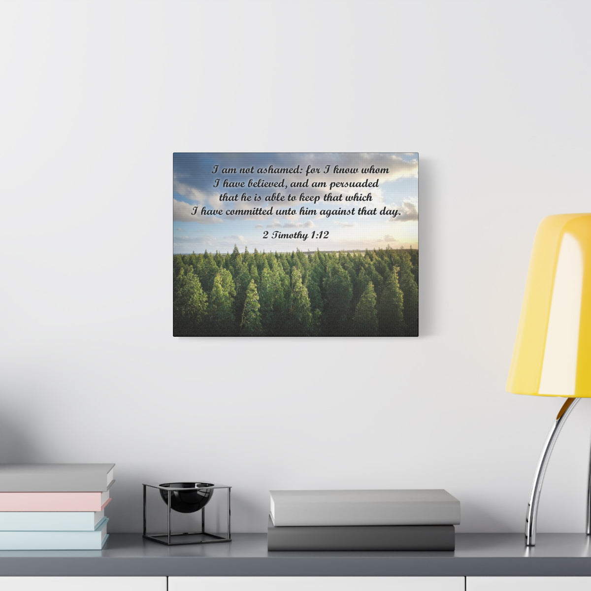 Scripture Canvas Not Ashamed 2 Timothy 1:12 Christian Wall Art Bible Verse Print Ready to Hang