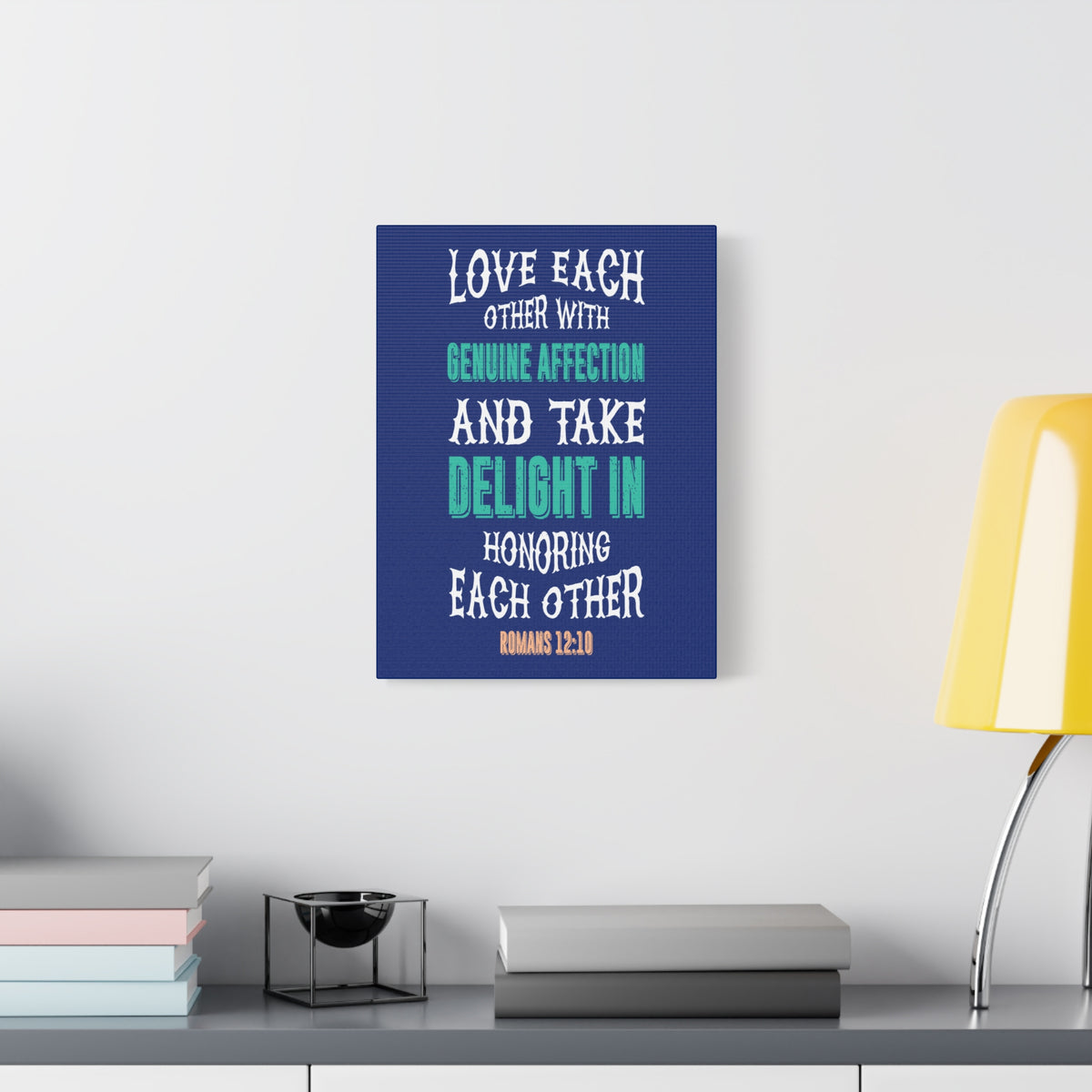 Scripture Canvas Genuine Affection Romans 12:10 Christian Wall Art Bible Verse Print Ready to Hang
