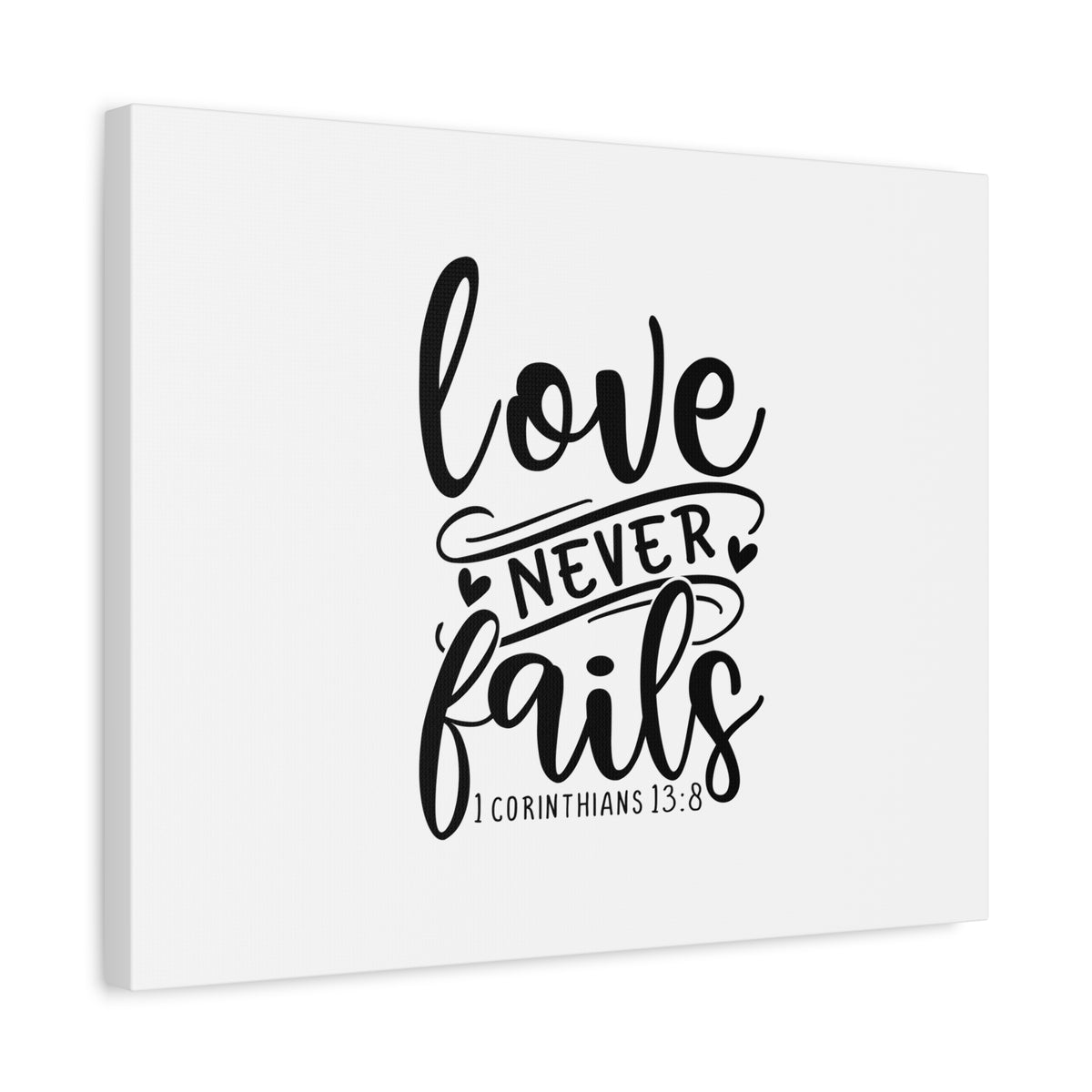Scripture Canvas Love Never Fails 1 Corinthians 13:8 Christian Wall Art Bible Verse Print Ready to Hang