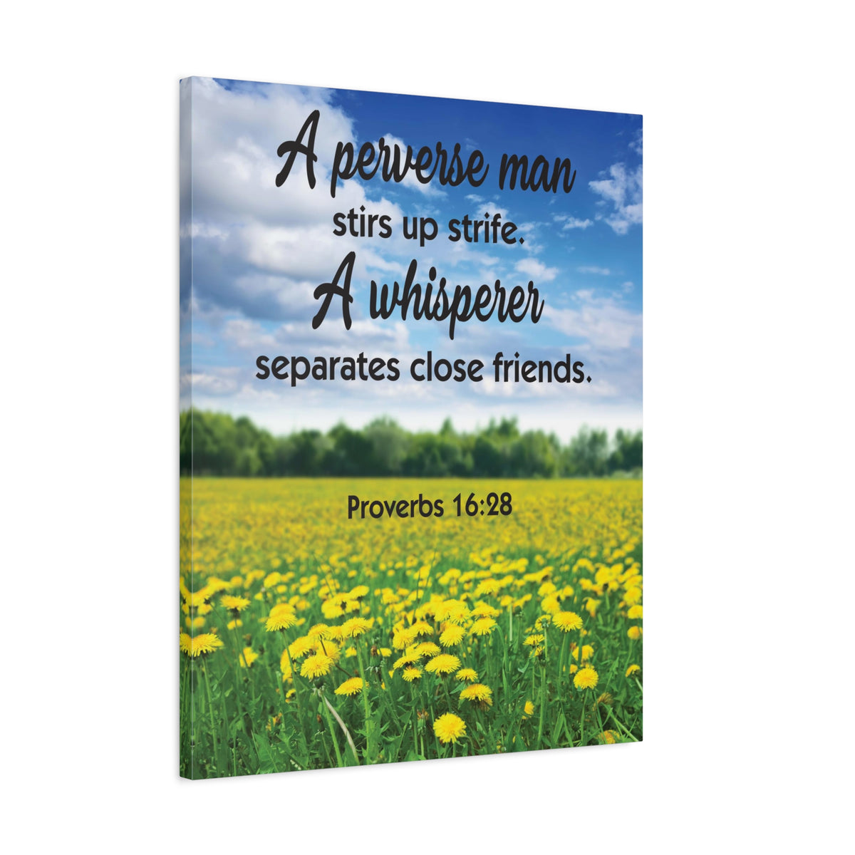 Scripture Canvas A Perverse Man Proverbs 16:28 Christian Wall Art Bible Verse Print Ready to Hang