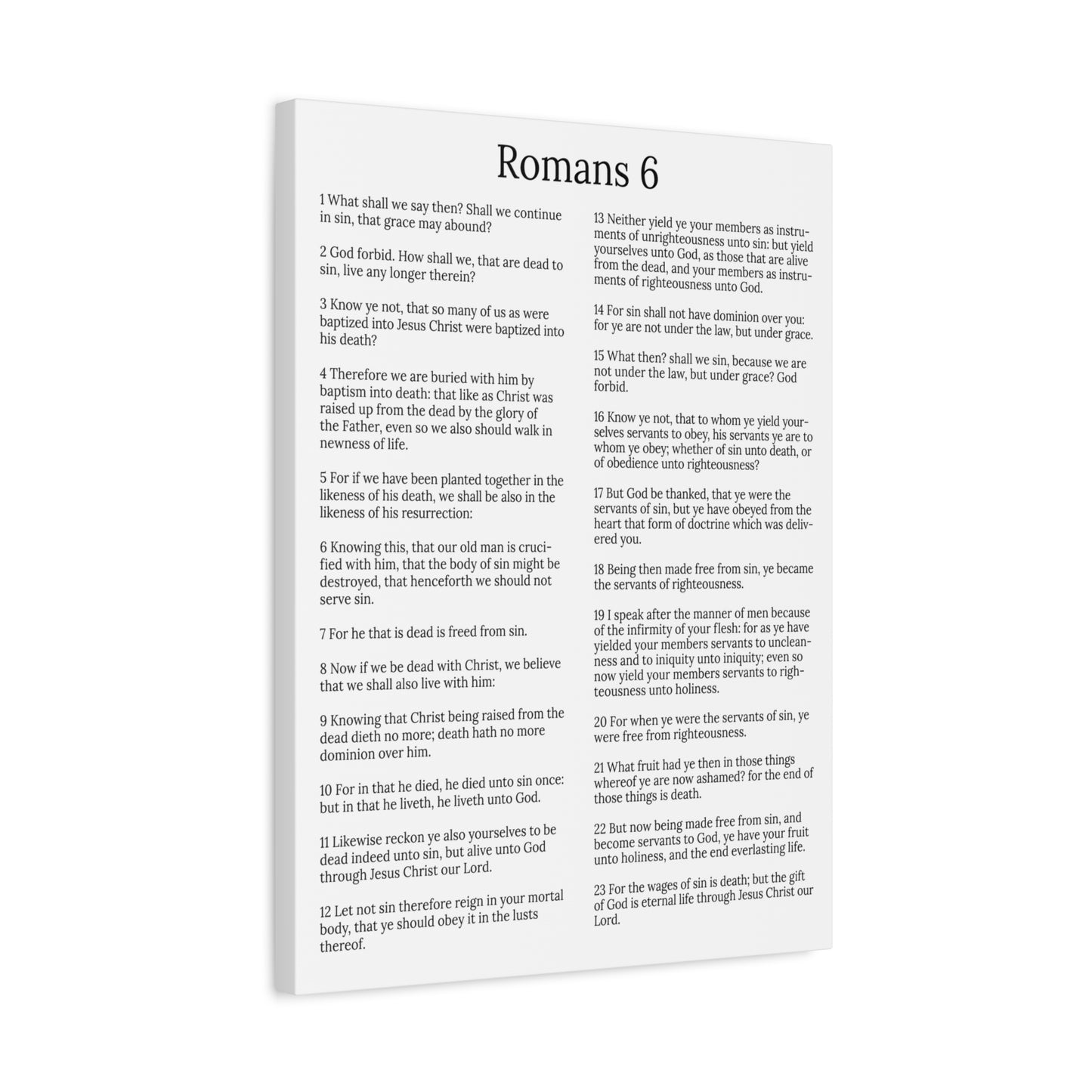 Scripture Walls Sanctification Roman 6 White Chapter Christian Wall Art Print Ready to Hang Unframed