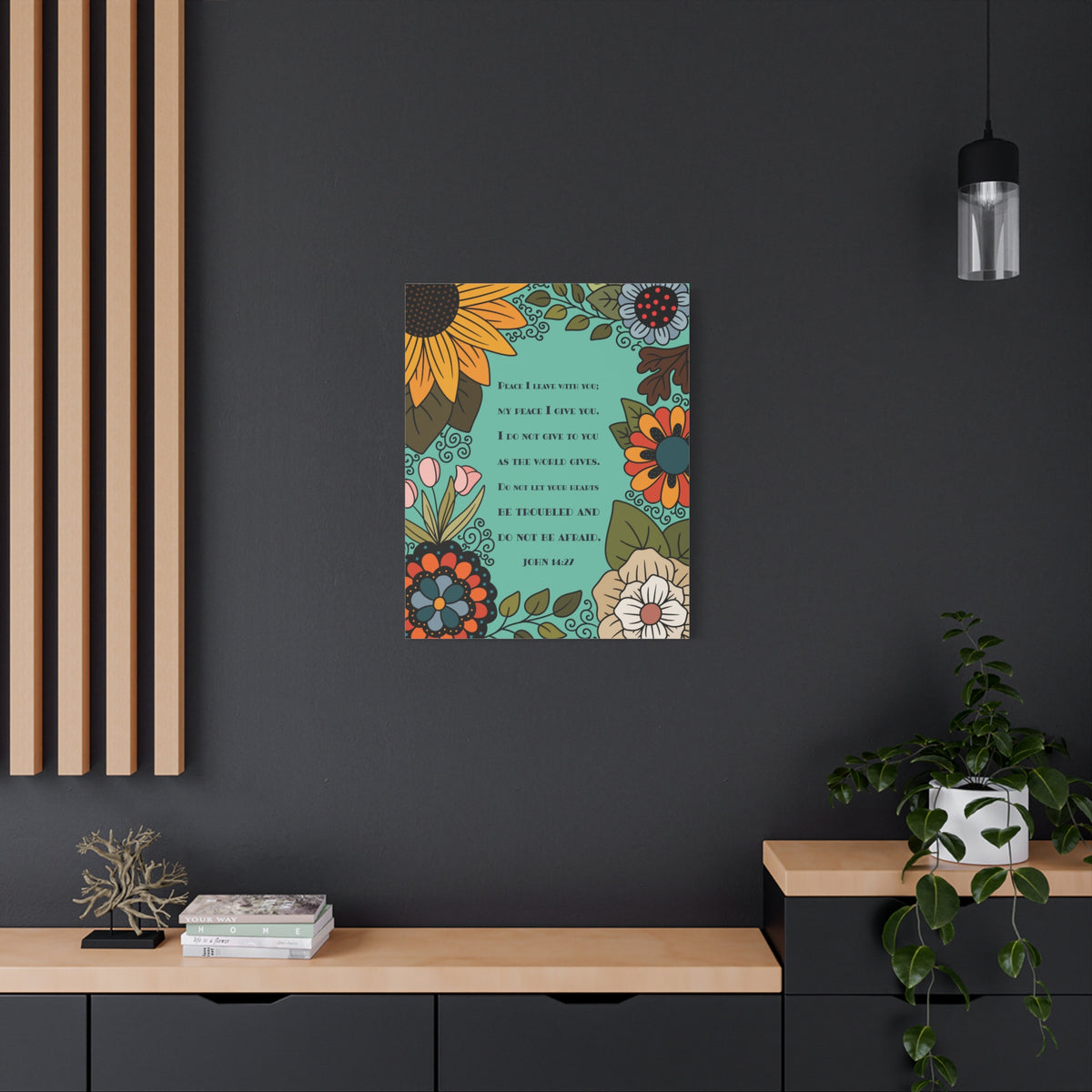 Scripture Canvas Peace I Live With You John 14:27 Christian Wall Art Bible Verse Print Ready to Hang