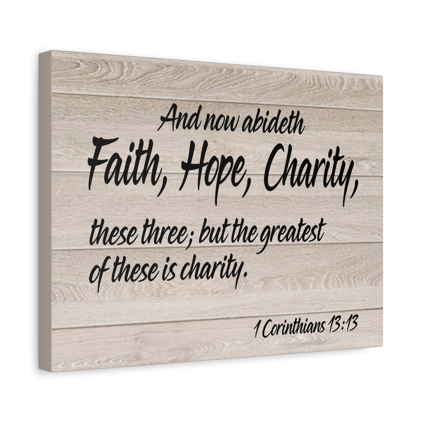 Bible Verse Canvas Faith Hope Charity 1 Corinthians 13:13 Wall Art Christian Home Decor