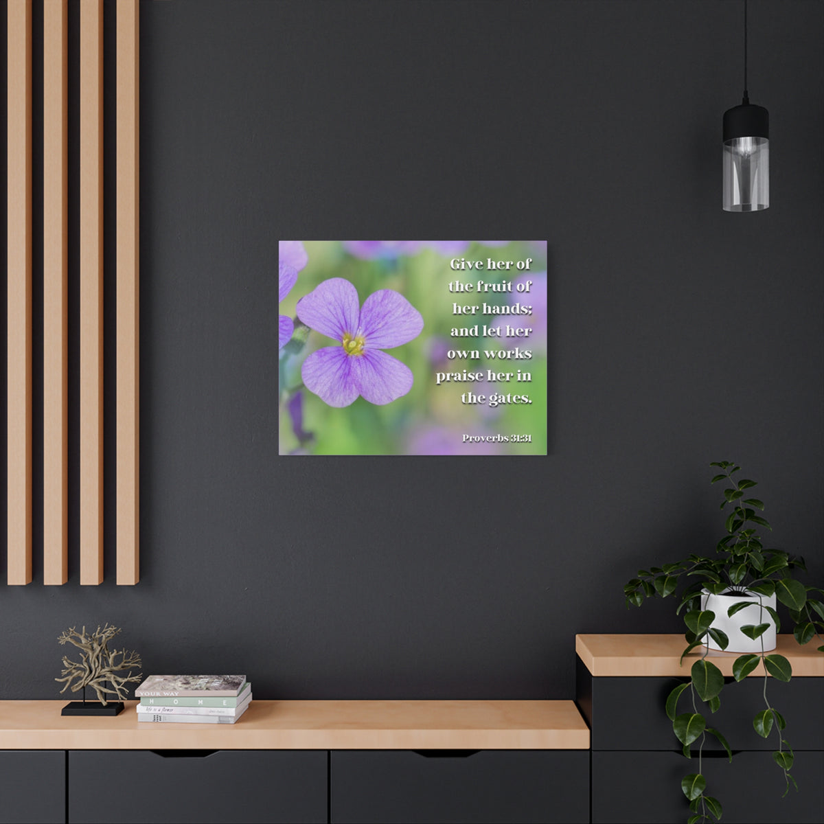 Scripture Canvas The Fruit Of Her Hands Proverbs 31:31 Christian Wall Art Bible Verse Print Ready to Hang